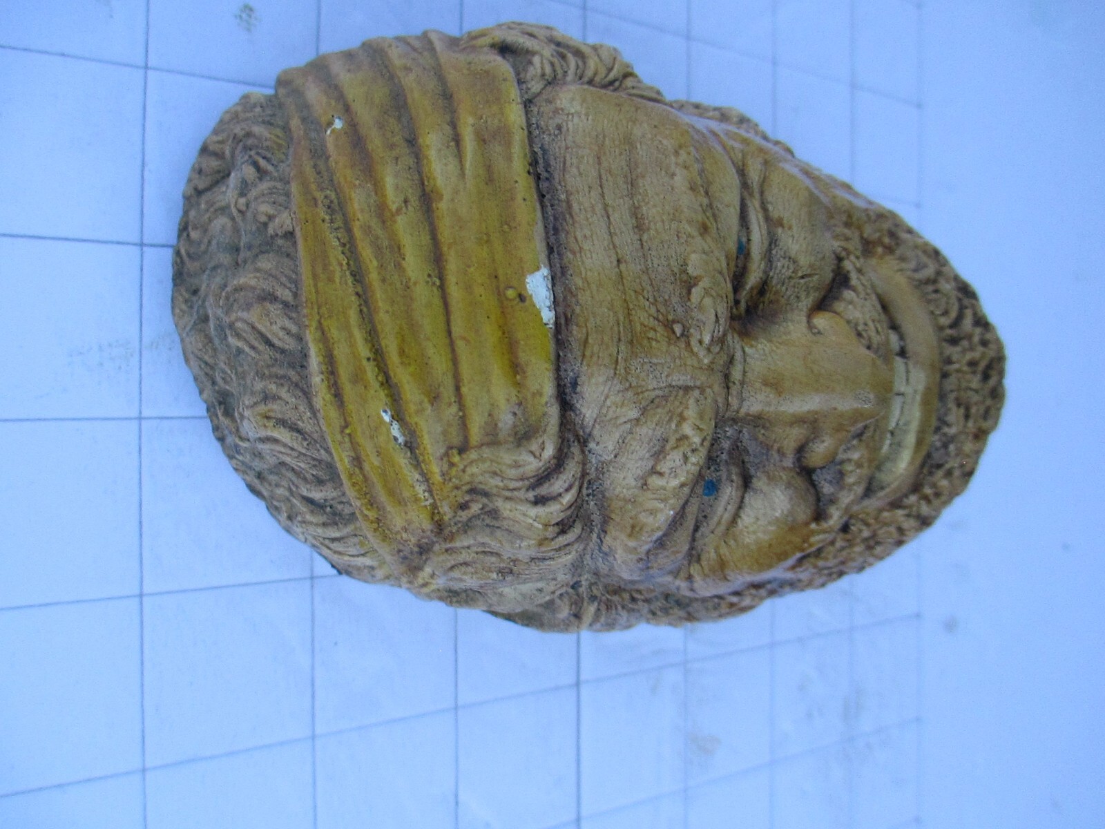 Vintage Plaster Or Chalkware Sailor Wall Sculpture Head 6 inch C30