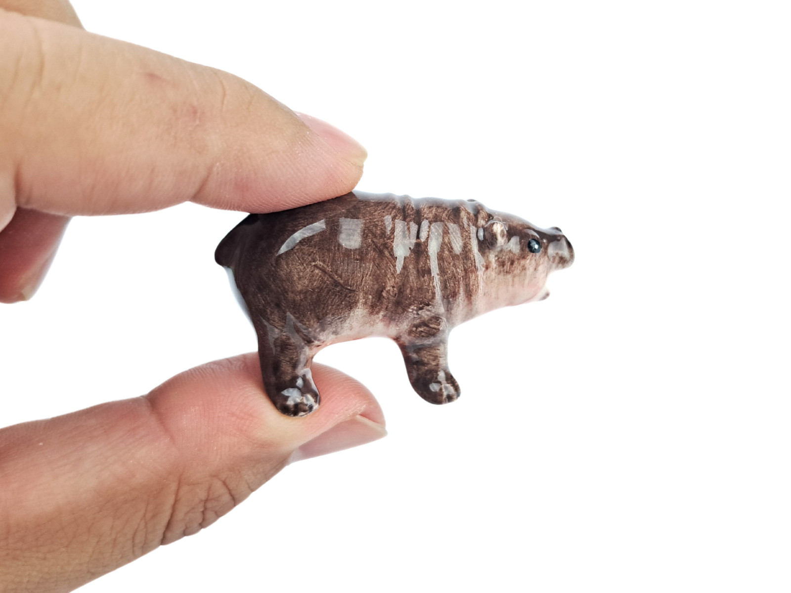 Pygmy Hippo Moo Deng – Ceramic Tiny Hippo Miniature, Cute Hippo Gift, Moo Deng