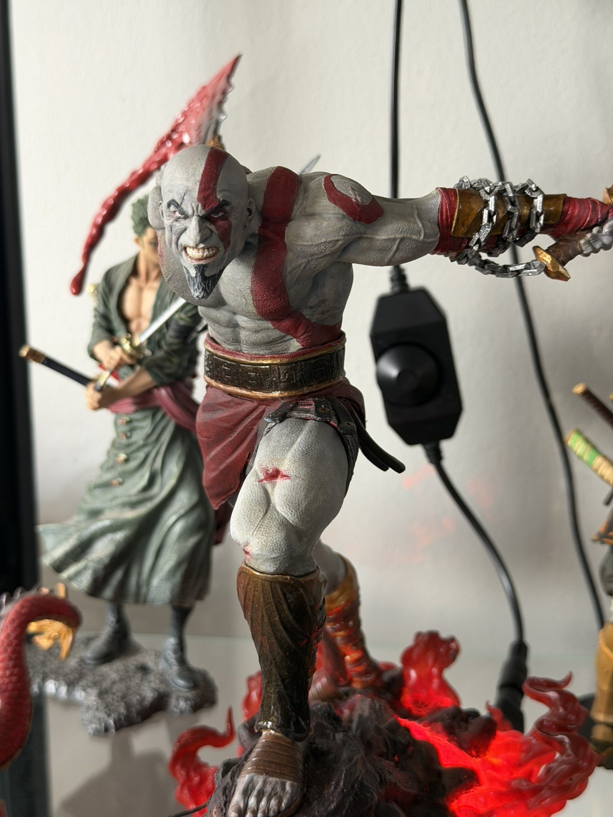 God of War Kratos Hand Painted 3D Printed Statue – LED Lava Base – 9.5 Inch