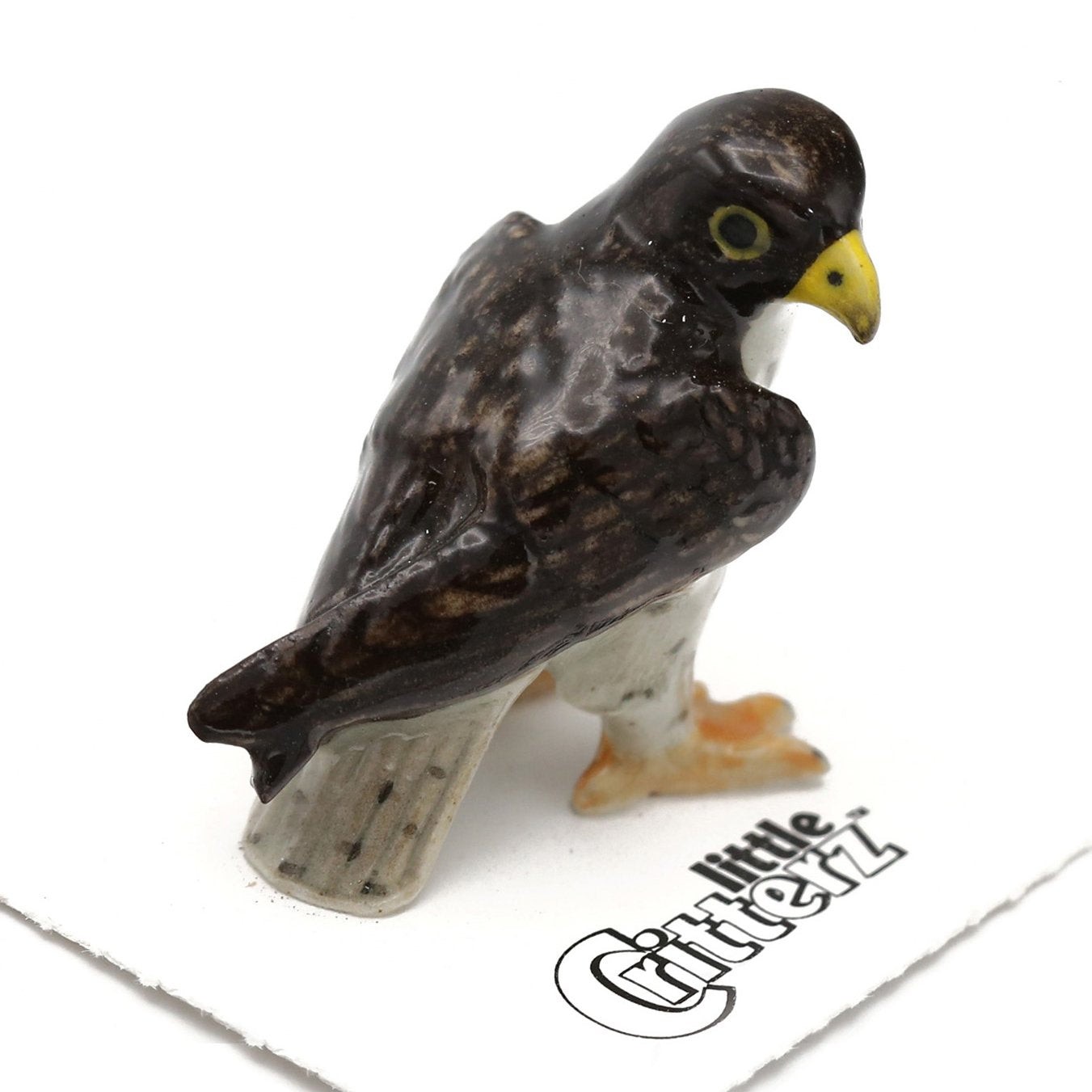 Little Critterz Falcon – Peregrine Falcon “Stoop” – miniature porcelain figurine