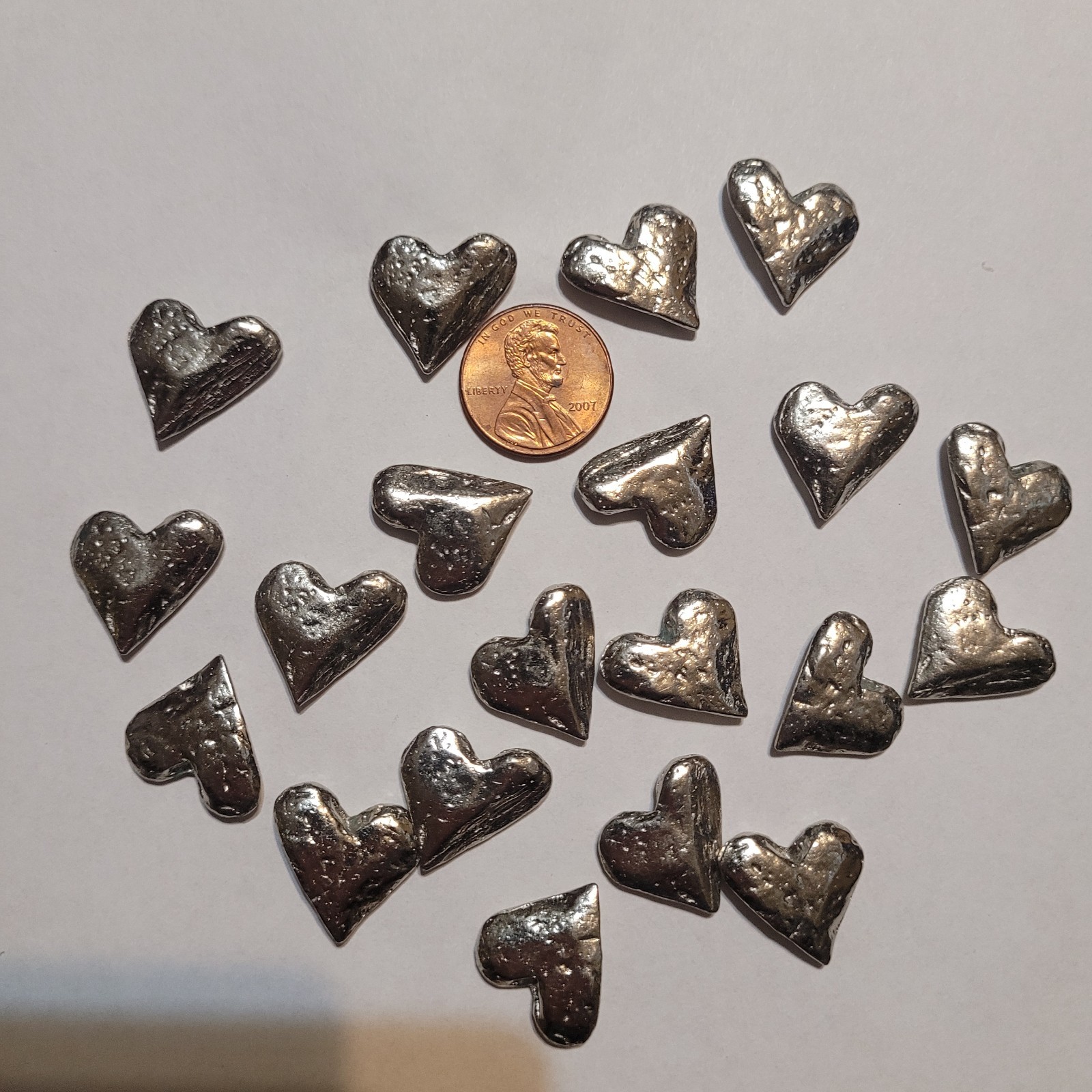 Lot of 10 Vilmain Heart Pocket Charms Pewter Charm Wedding Love Bridal Showers