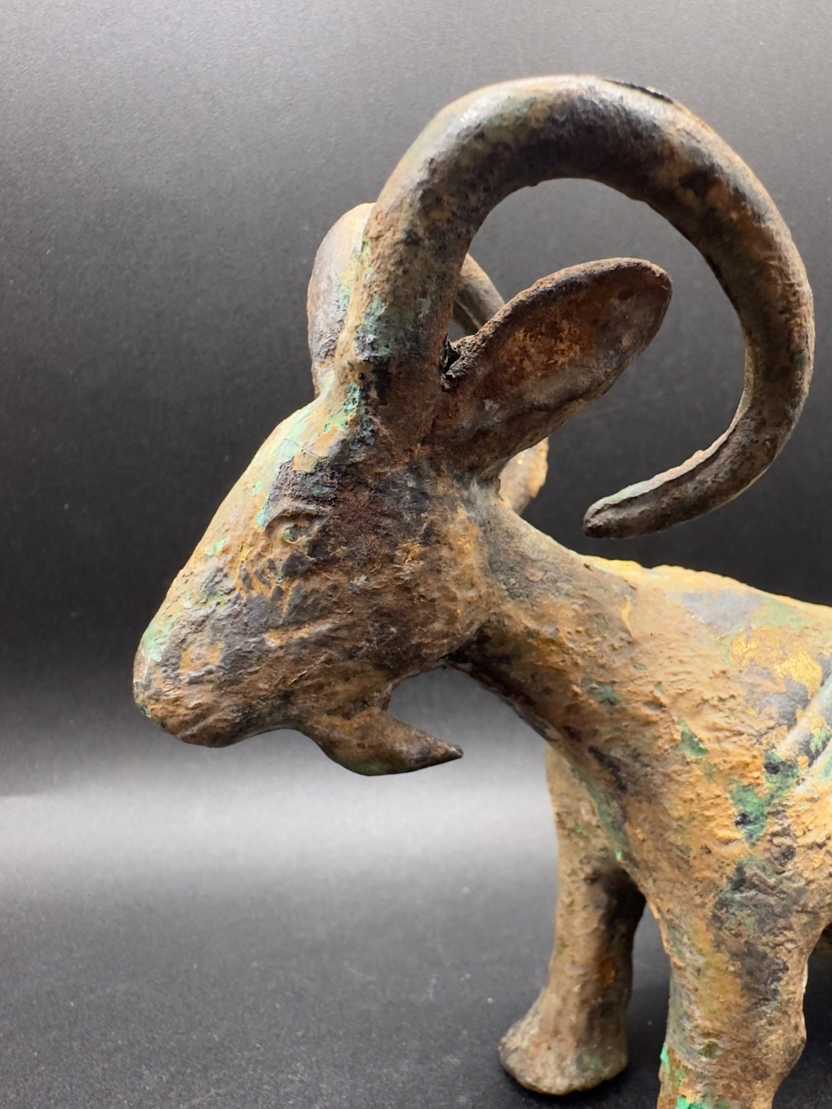 Painted Cast Iron Billy Goat Figurine Doorstop Heavy Vintage Art Japan