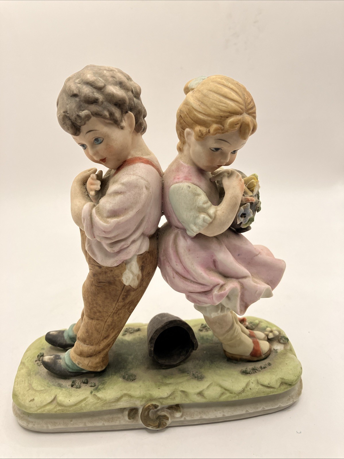 Vintage Capodimonte Porcelain Figure of a Young Boy and Girl