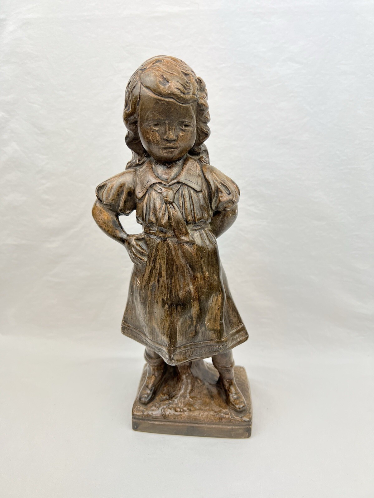 Antique Plaster School Child French Statue Chateau Style Art Deco 1900’s Figure