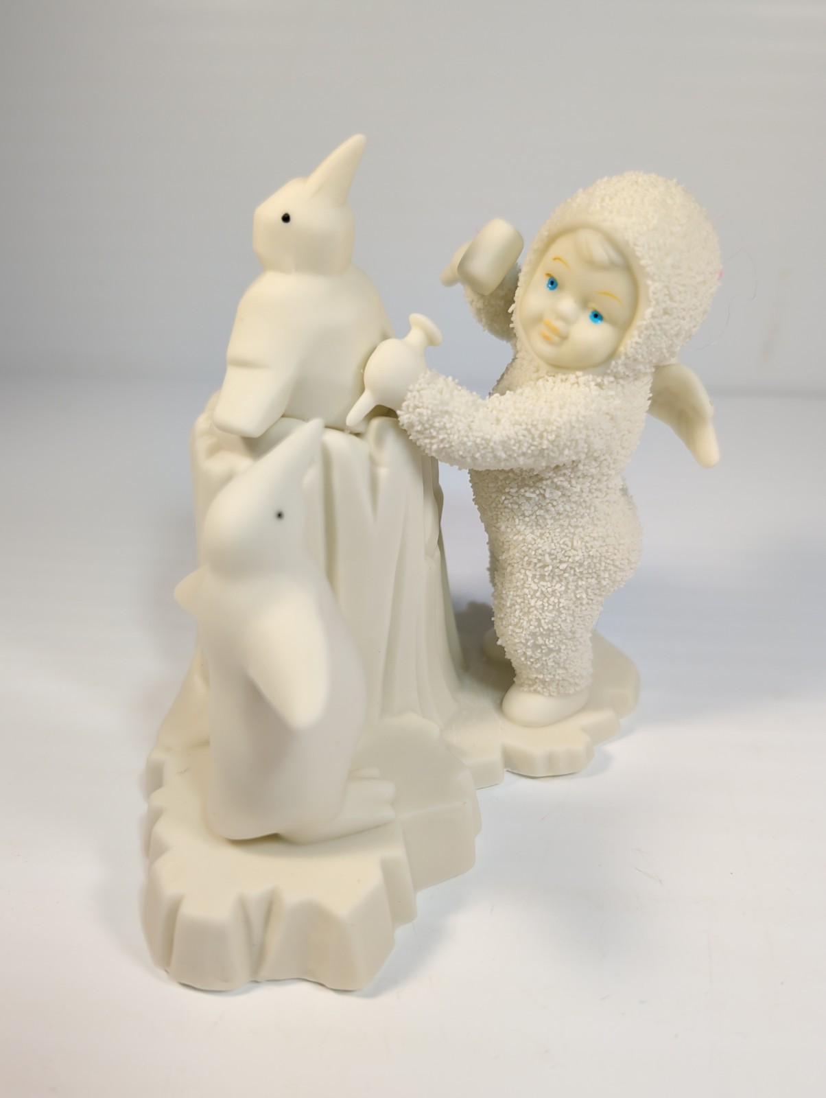 Department 56 Porcelain White Figurine Child with Penguins Snow Babies Seasonal