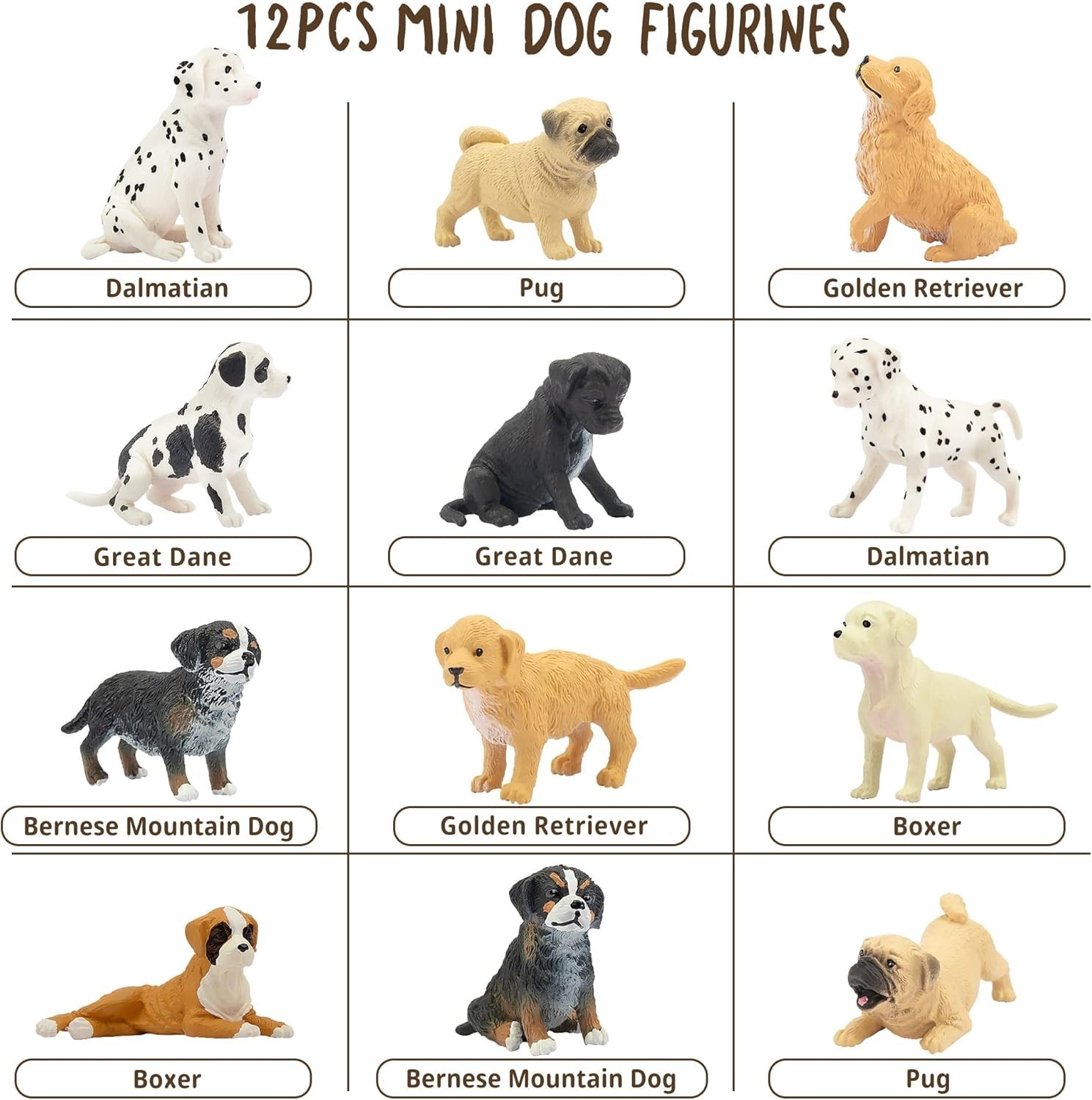 Mini Dog Figurines Collection: 12 Detailed PVC Puppies – Ideal Cake Toppers