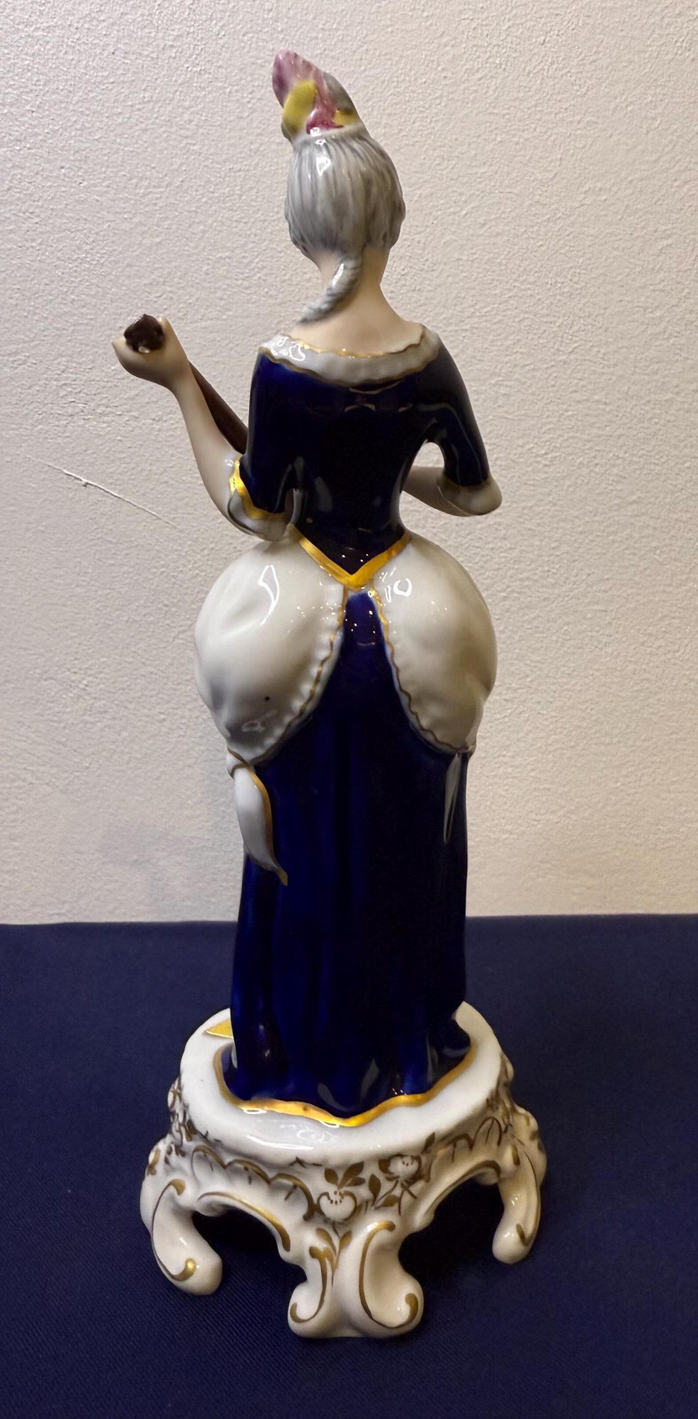 Antique Elegant Royal Dux Porcelain Figurine | Lady with Mandolin h-21.5cm (8,5)