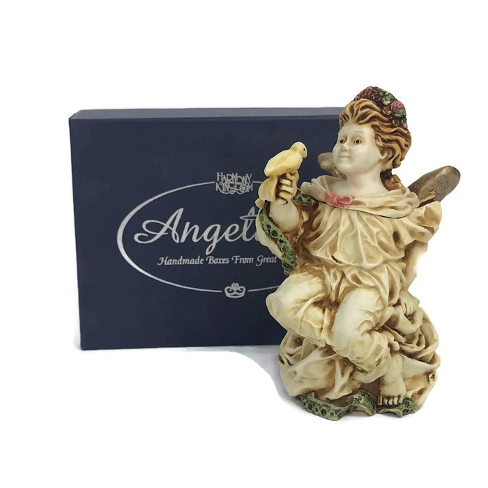 Angelique Harmony Kingdom England La Gardienne Angel WIth Birds Trinket Box