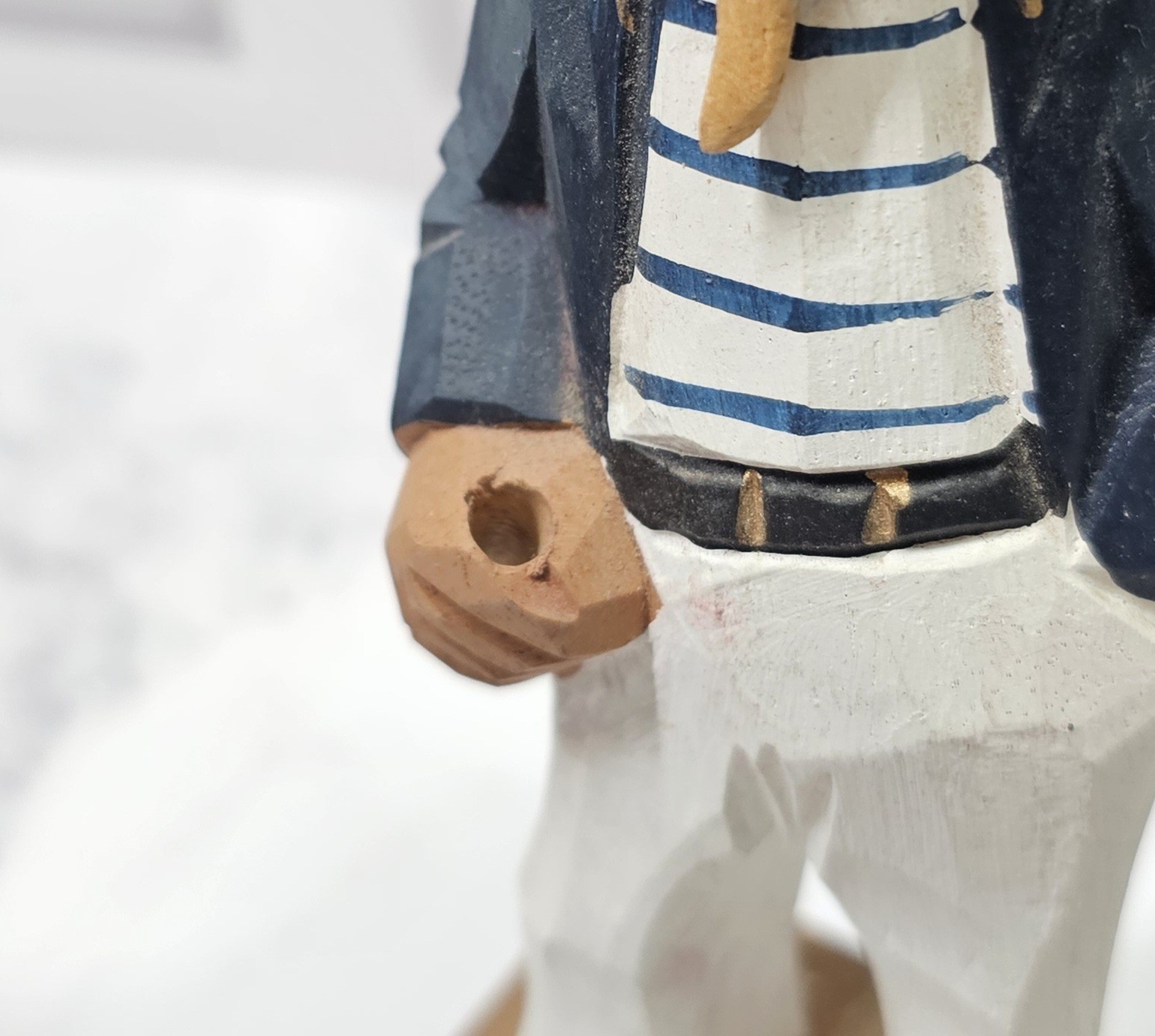 Vintage Hand Carved Wooden Folk Art Sea Figurines Captain & Sailor Nautical