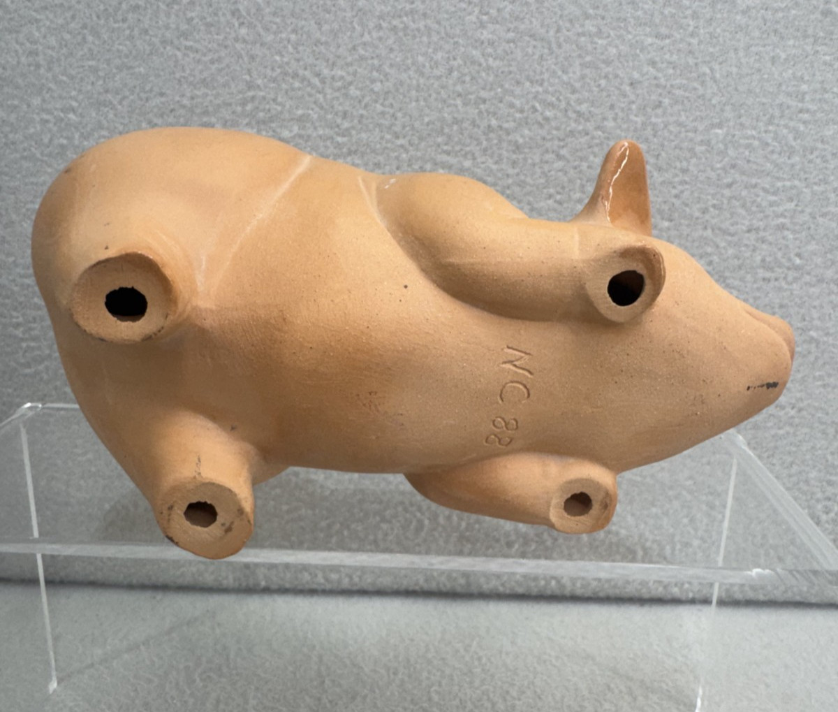 VTG 1988 Signed Terra Cotta Pig Figurine 6in Rustic Farmhouse Country Decor