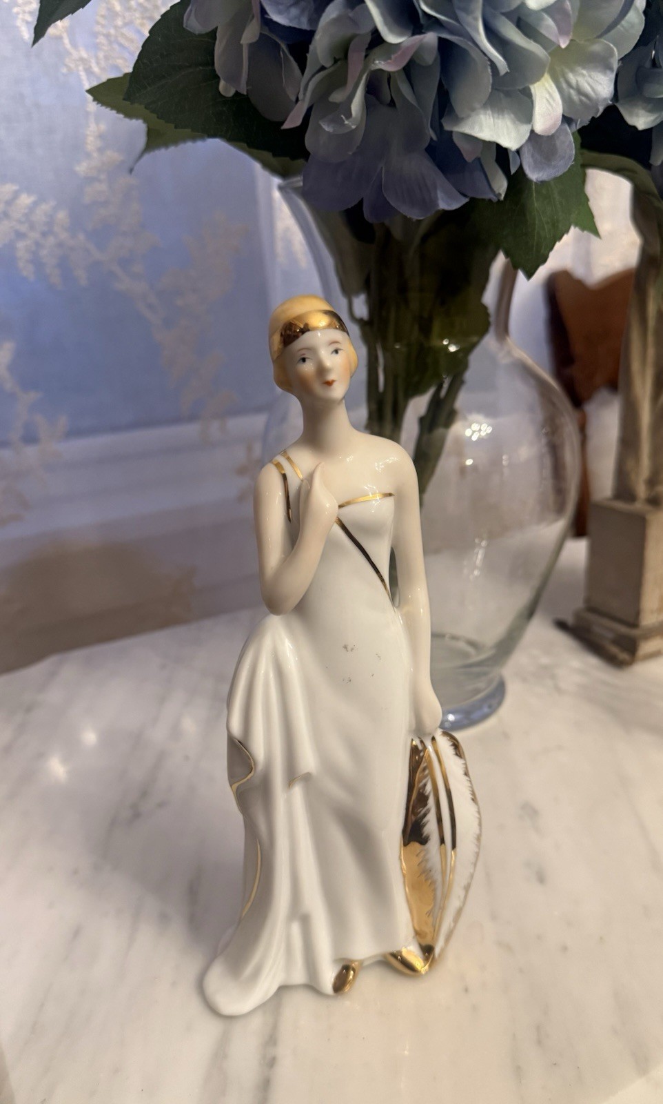 Porcelain Art Deco Flapper Figurine With Gilt Accent, KPM mark