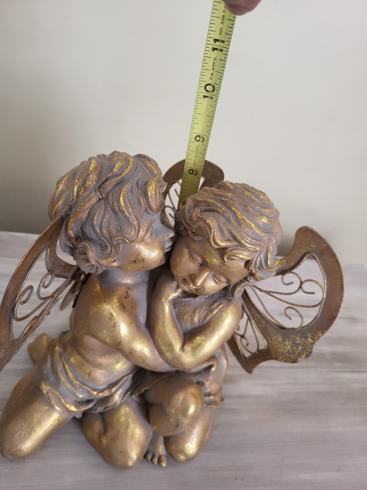 Cherub Angels Baroque Rocco Gold Shelf Sitter Wings Large Heavy Resin 8″ x 10″