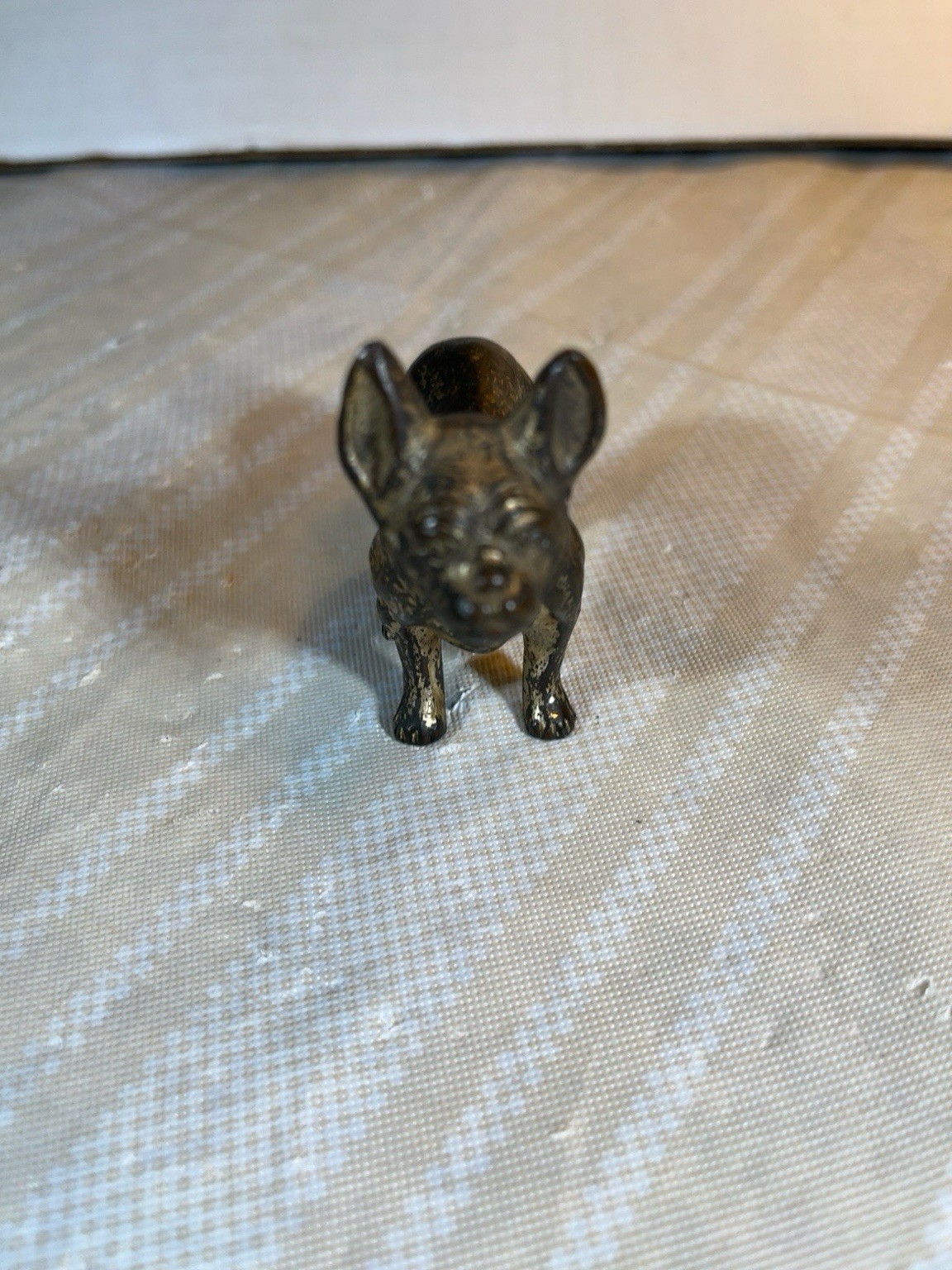 VTG Solid Brass Corgi Dog Figurine Heavy Cast Metal Miniature 3”