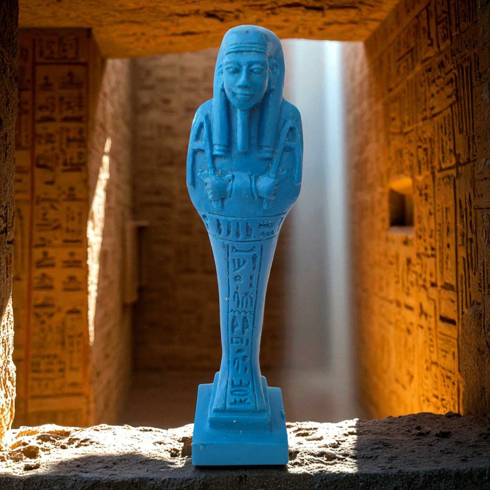 Discoveries, Inc. Blue Ushabti Statue Made in Egypt – With Box & Info Card 2000