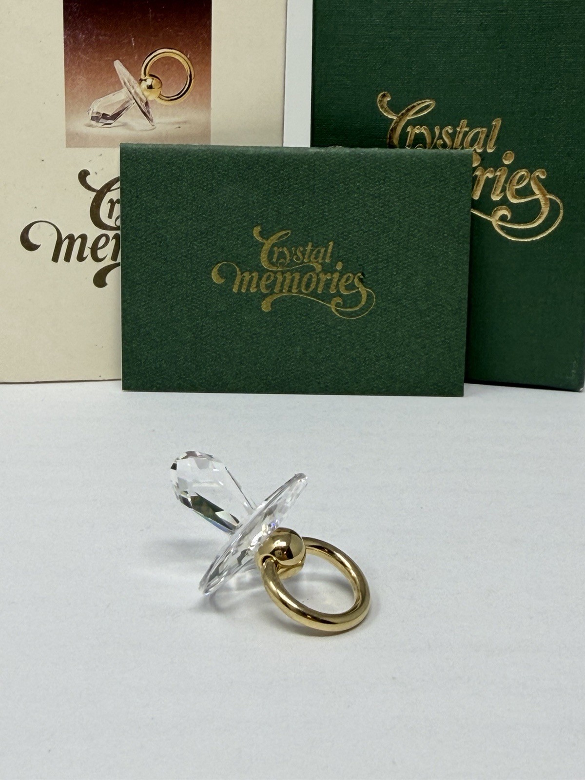 Swarovski Crystal Memories Baby Pacifier Gold 168677 Retired Boxed