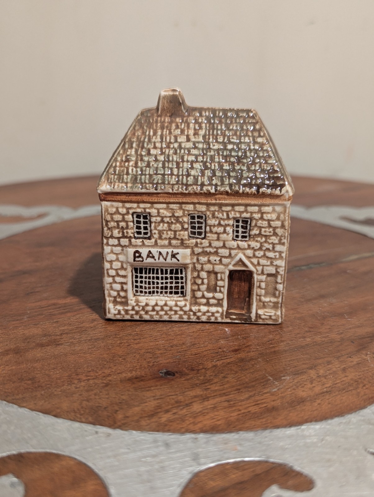 Vintage Porcelain Miniature Bank Building Keller Charles Philadelphia PA