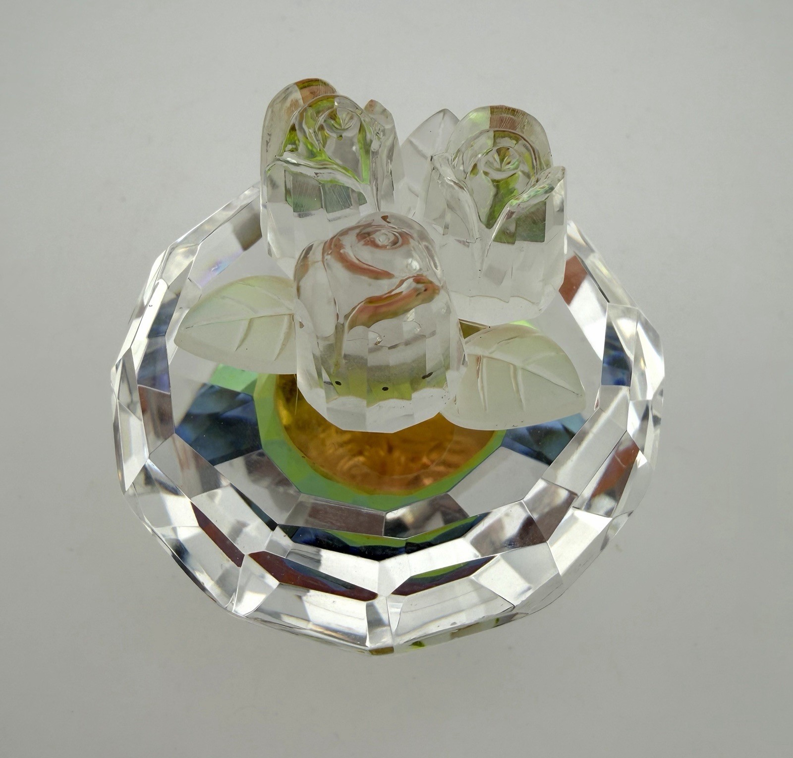 Crystal Flower Bouquet Figurine Collectible Cottage Garden Core Vintage 2.25”