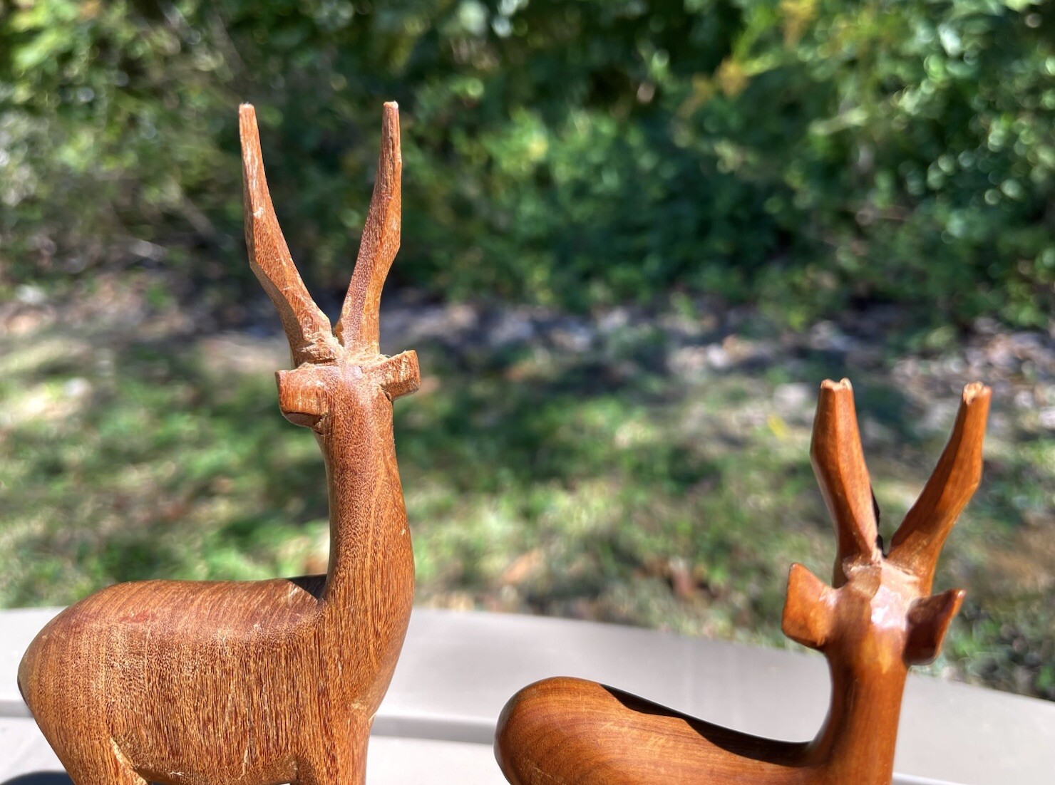 Hand Carved Wooden Antelopes Made In Kenya Mid Century Lot Of 3 – Rustic