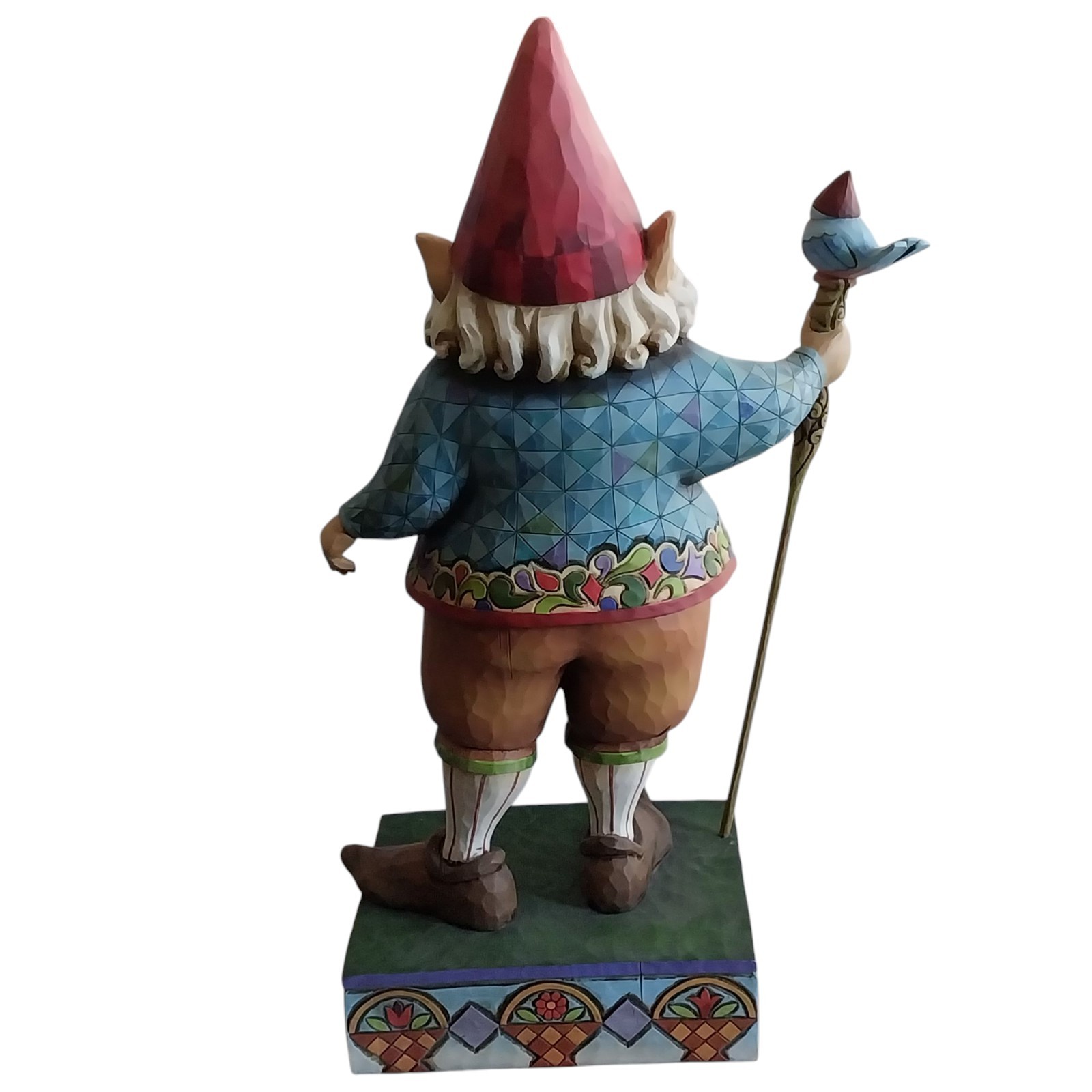 Jim Shore 4007763 Large Garden Gnome Blue Bird Staff Figure Statue 19″