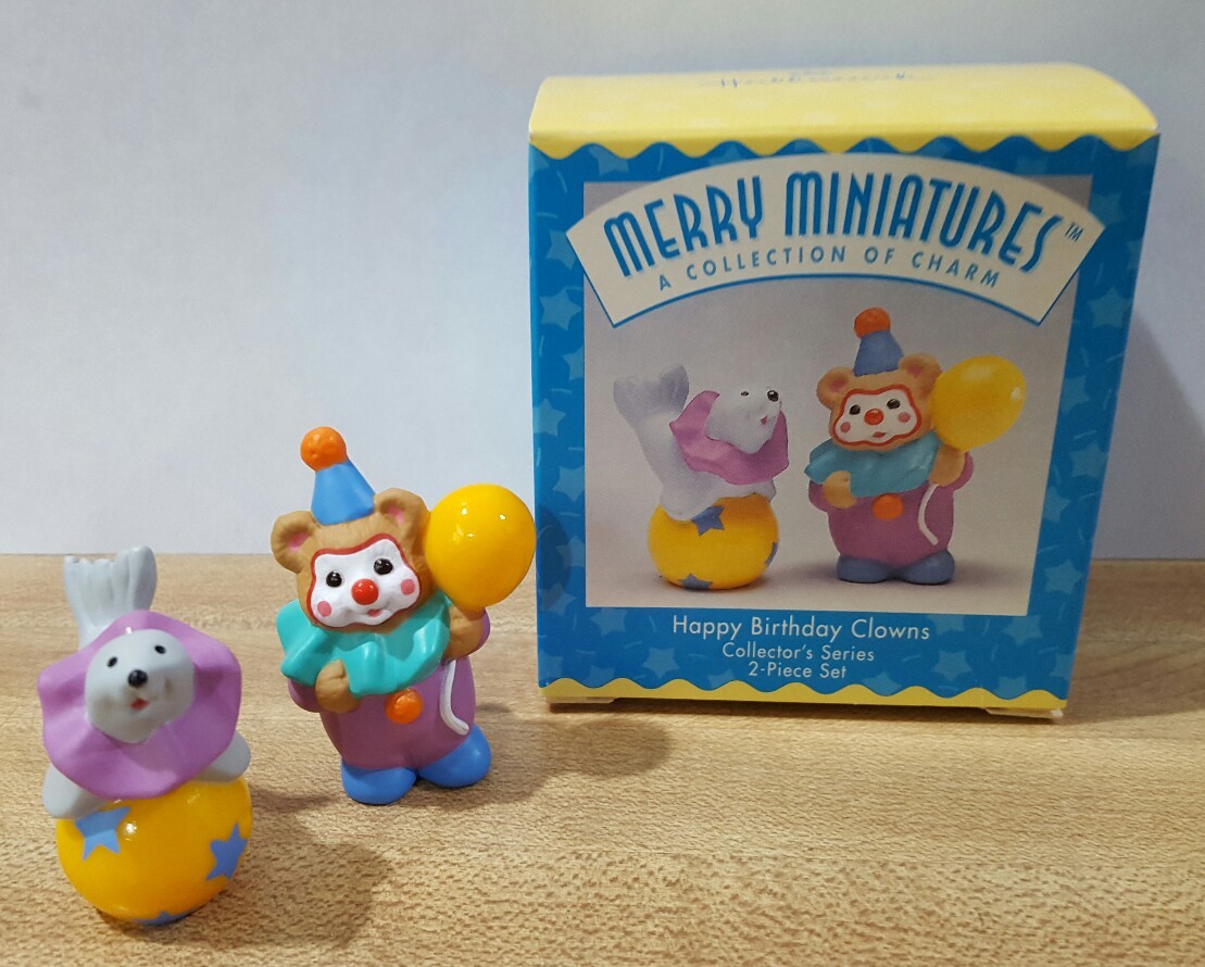 MERRY MINATURES ~ HAPPY BIRTHDAY CLOWNS #2 in SERIES~1996 NEW in BOX