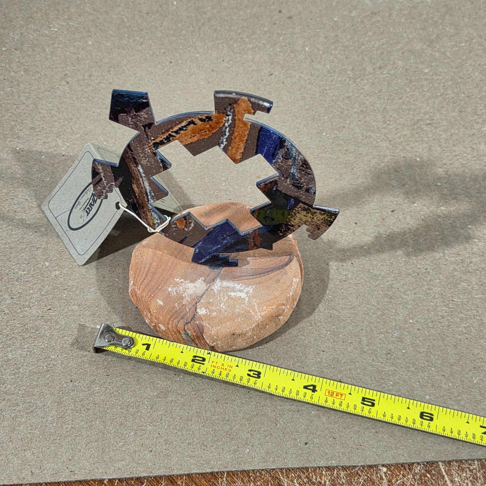 Petroglyph Turtle On Sandstone Base Southwestern Home Cabin Decor Metal & Stone