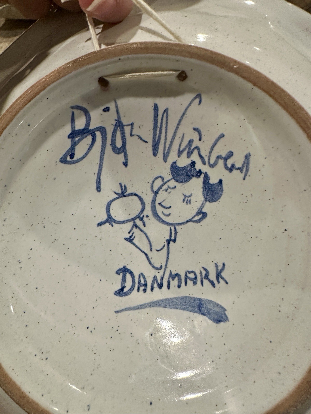 RARE Signed By Bjørn Wiinblad Stoneware Wall Plate w/ Relief Face Danmark