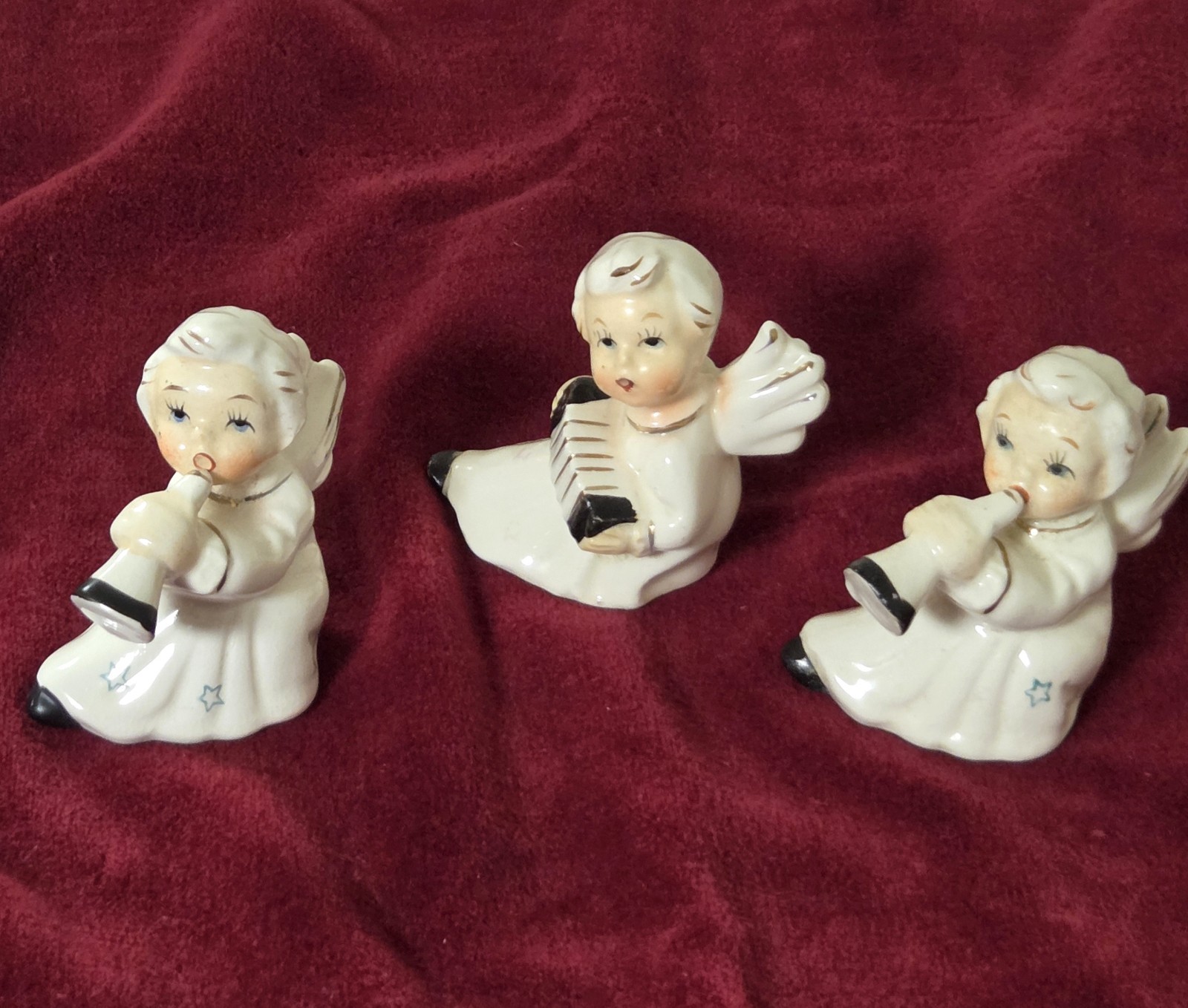 Lot 3 Vntg Hark The Herald Angels Sing Xmas Japan Musical Instruments Figurines