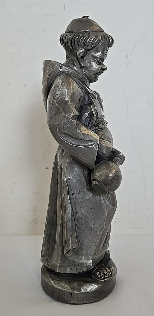 Aluminum Figure Friar Brother Holding a Pitcher Hand Made In Germany 7.75″ tall