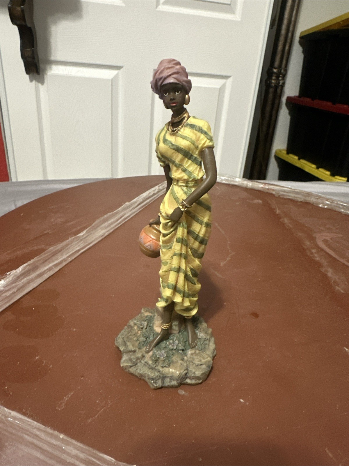 African American Figurine Woman Lady Resin 7-1/2” Tall African Ethnic