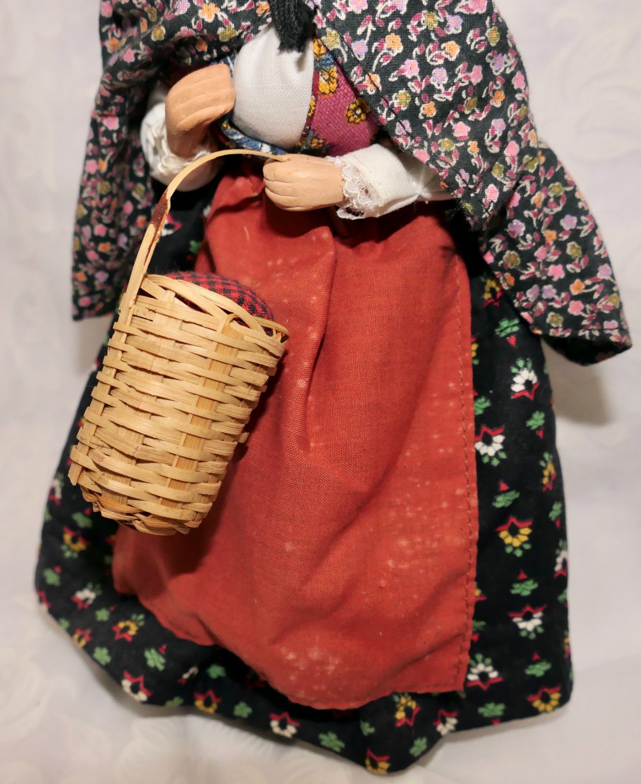 Vintage Santon France Signed Sylvette Amy Terracotta Hunched Old Woman Figurine