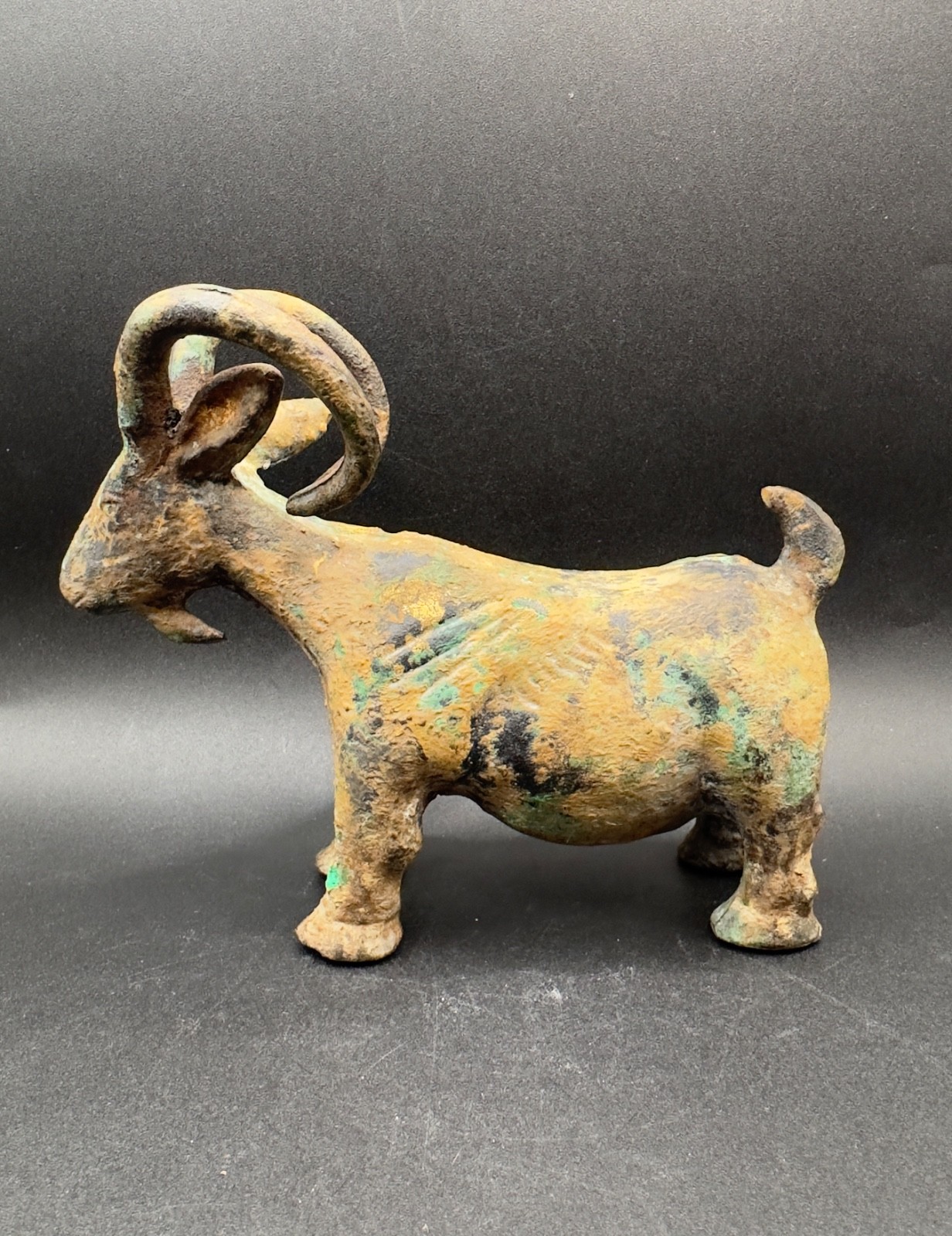Painted Cast Iron Billy Goat Figurine Doorstop Heavy Vintage Art Japan