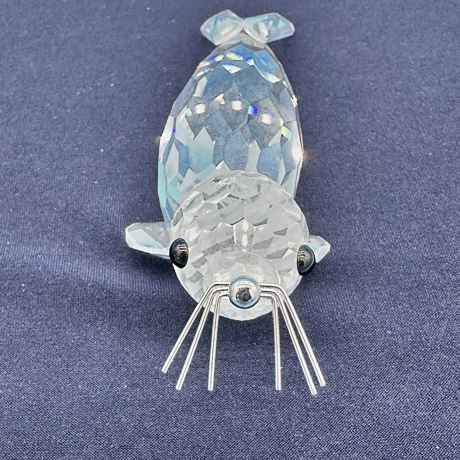Swarovski Silver Crystal Seal Figurine with Silver Whiskers Retired 7646 000 001