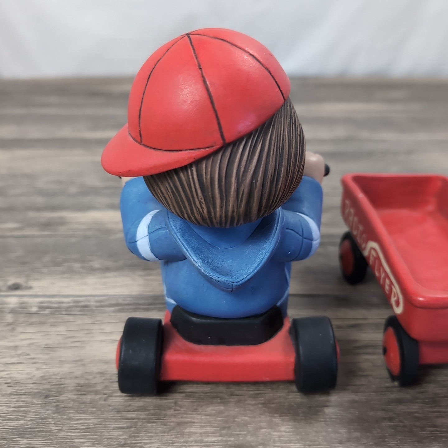 Vintage Ceramic Set Kids At Play Radio Flyer & Big Wheeler Red Hand Painted