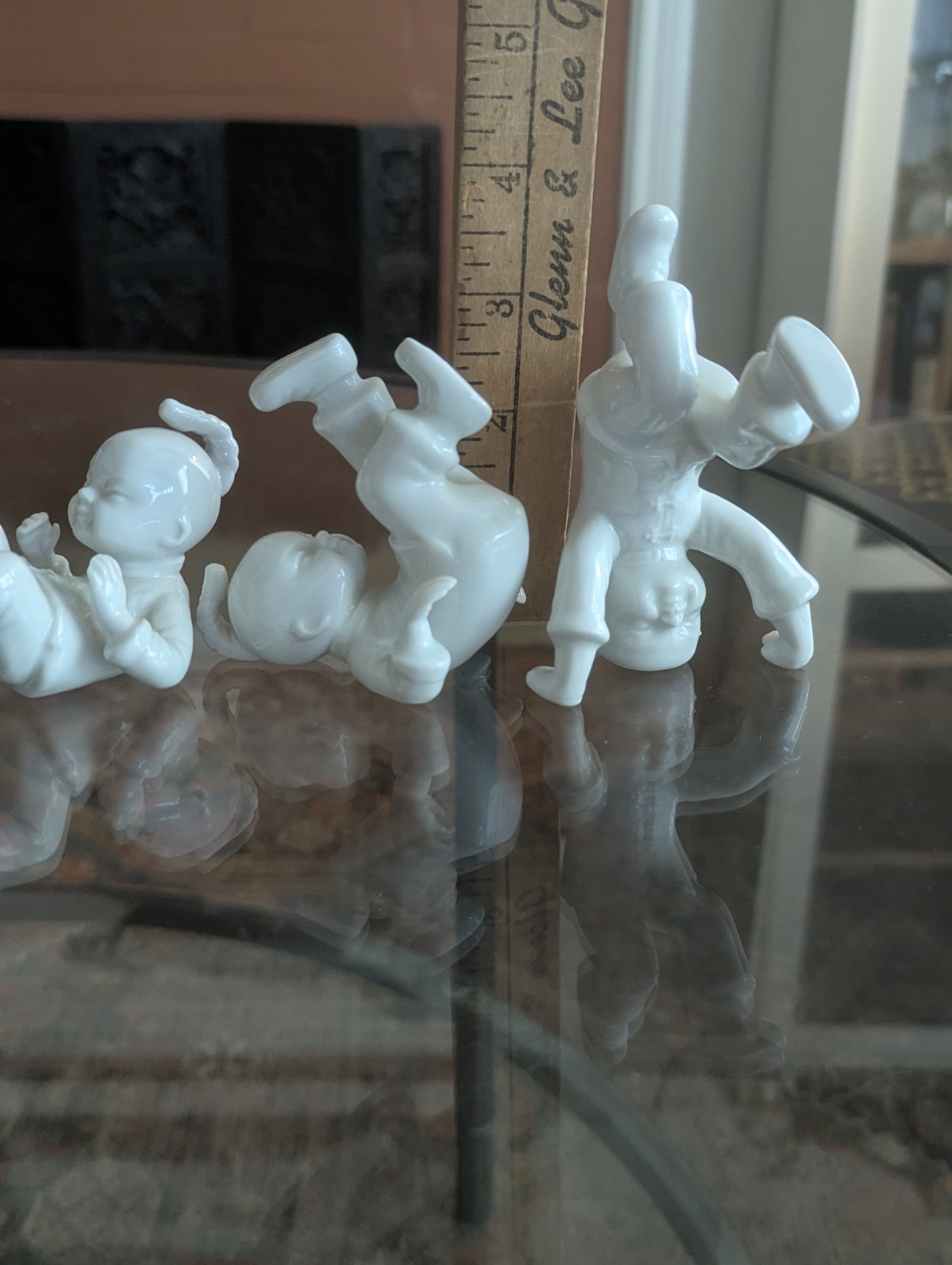 Vtg Fitz & Floyd Japan Tumbling Children White Porcelain Figurine Set Gymnastics