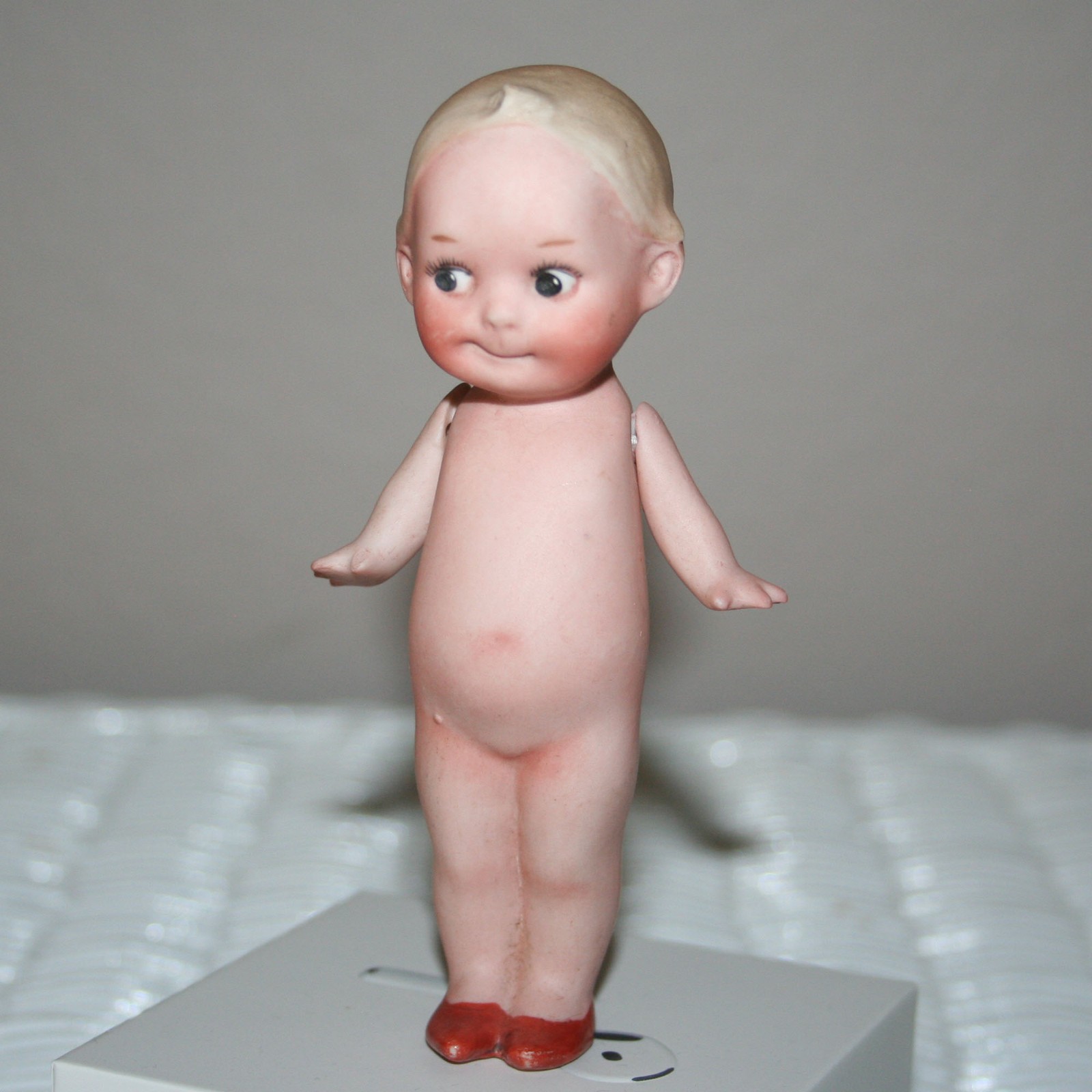 Antique Gebrüder Heubach porcelain bisque pleased brother action baby – Germany
