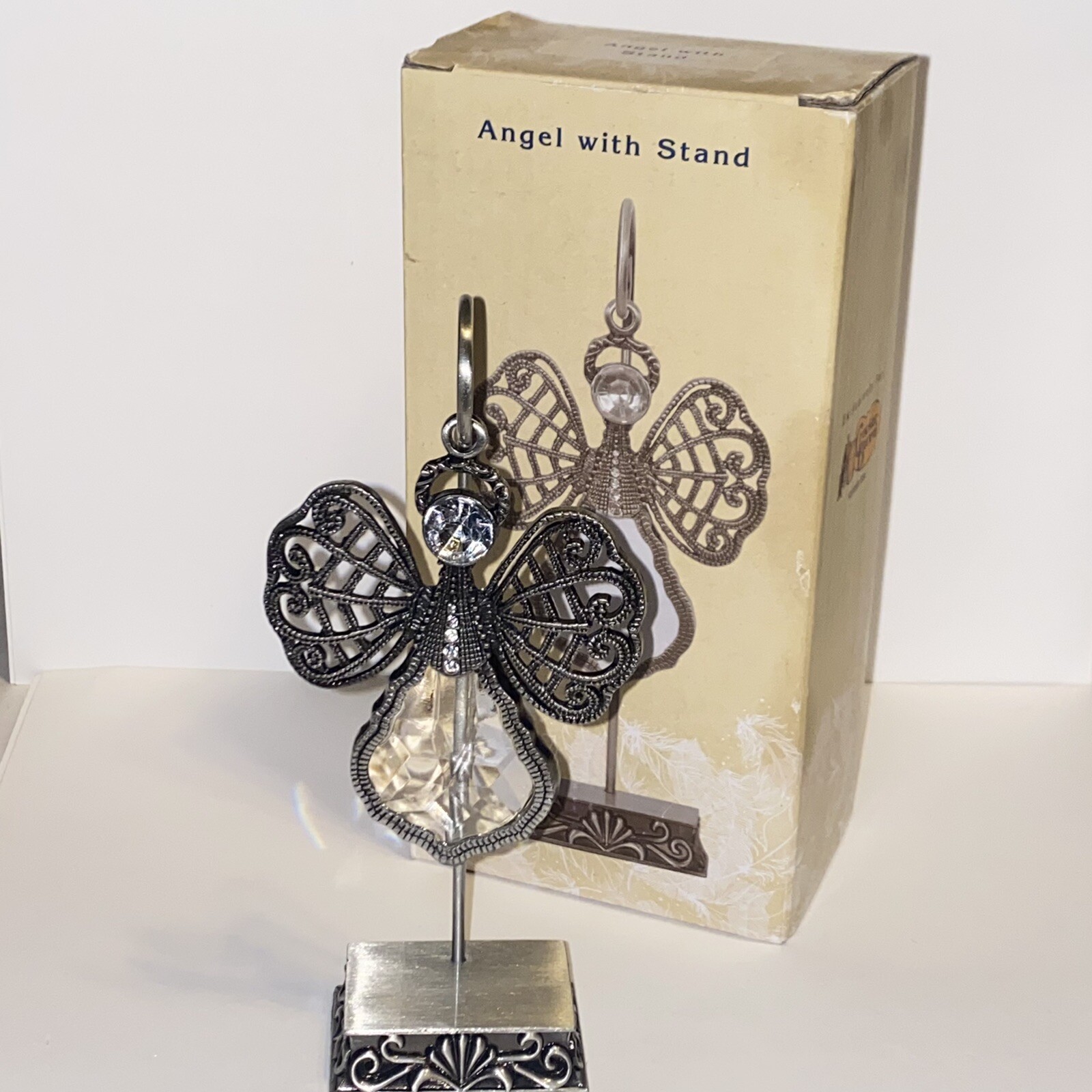 Cracker Barrel Exclusive Hanging Angel with Decorative Silver Metal Stand