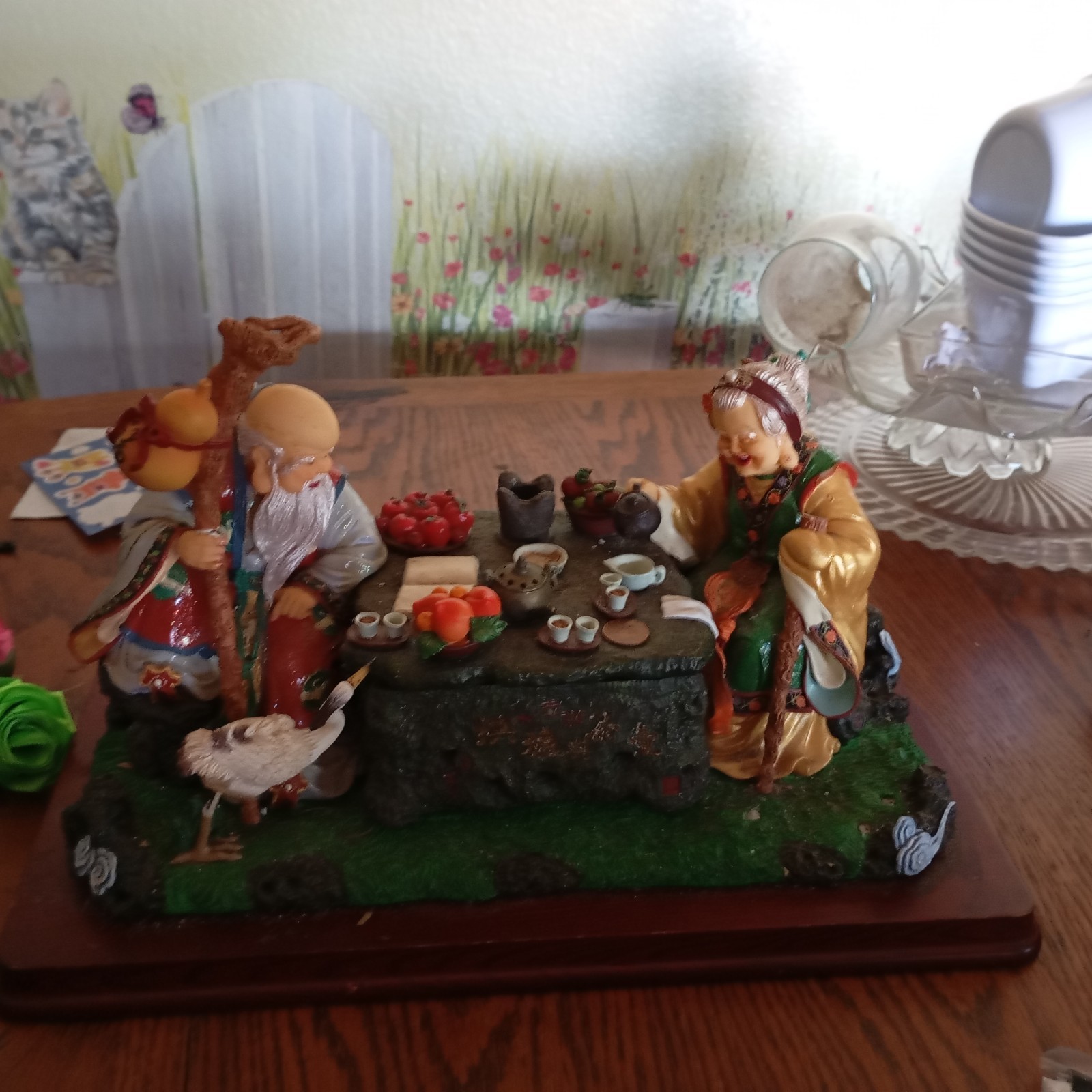 Chinese Budda Diorama Tea Garden Figurine Incense burner Asian art decanter