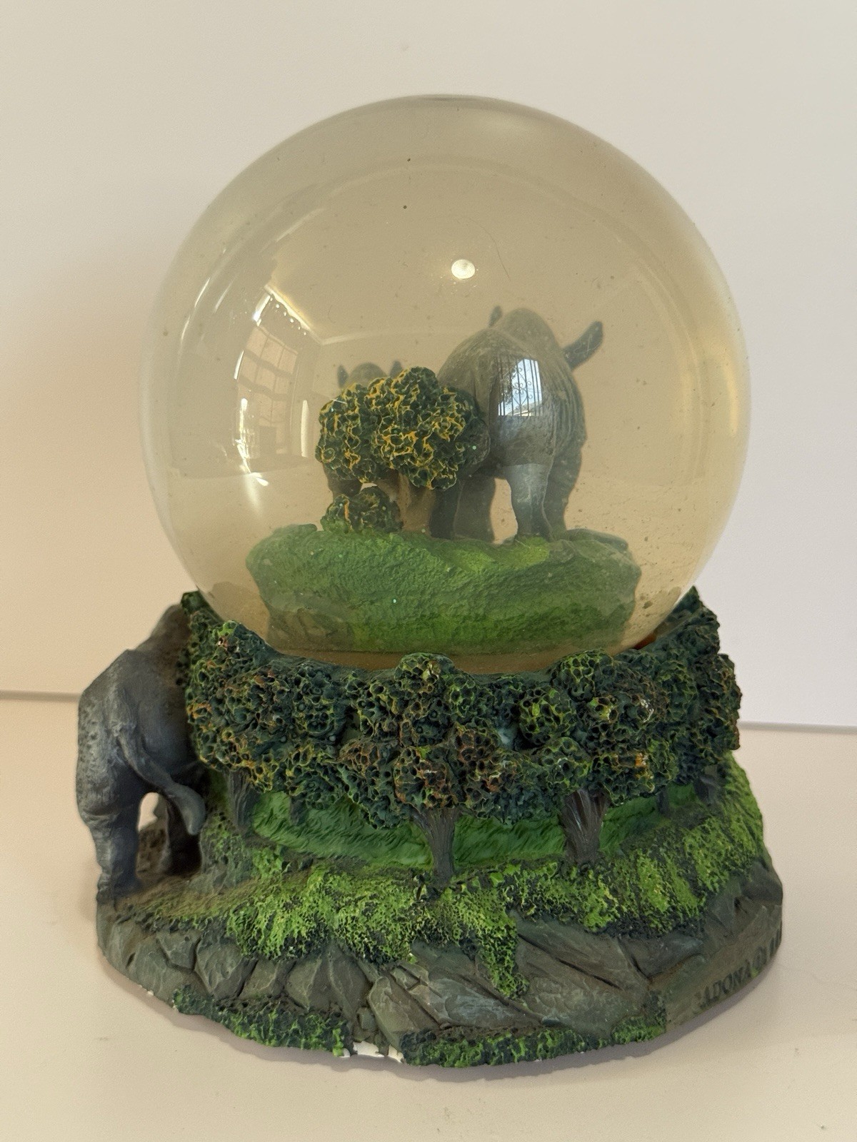 Vintage Wildlife Animal Rhinoceros Water Globe Collectible Water Ball Home Decor