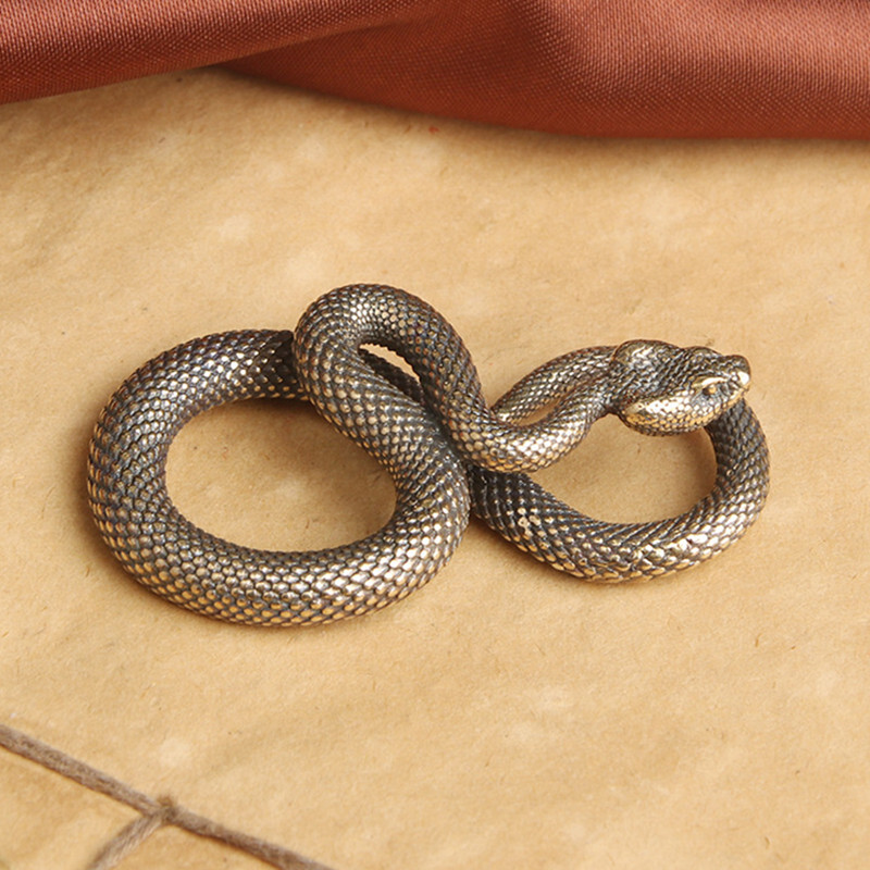 Brass Snake Figurine Statue Home Office Table Decoration Animal Figurines Toys