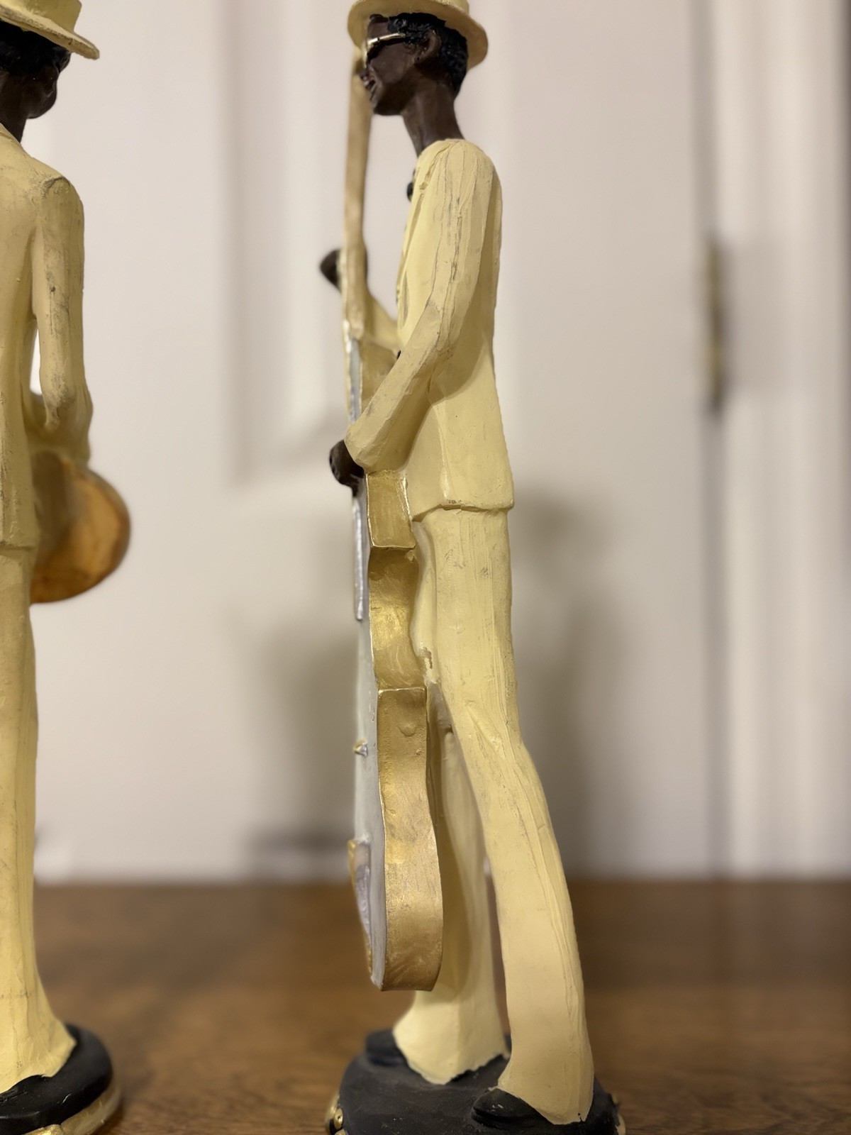 Set Of 2 13” Wooden Figurines Of Jazz Players