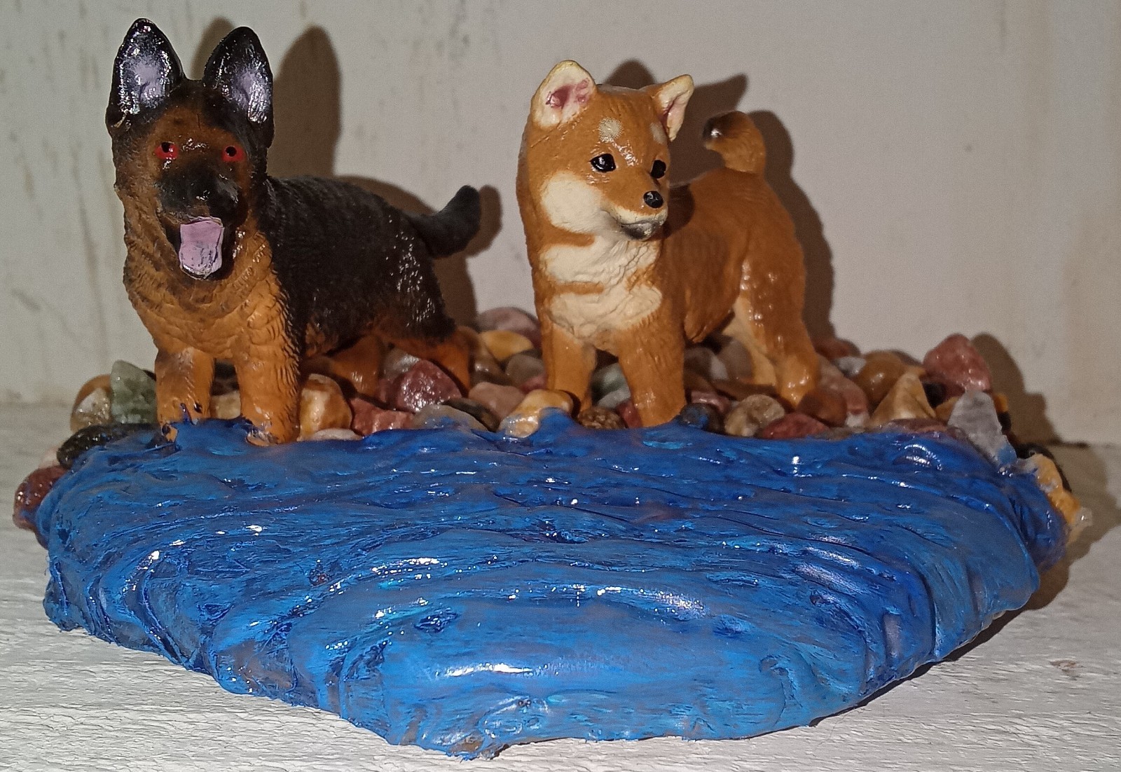 Puppies In A Lake Themed Diorama Handmade