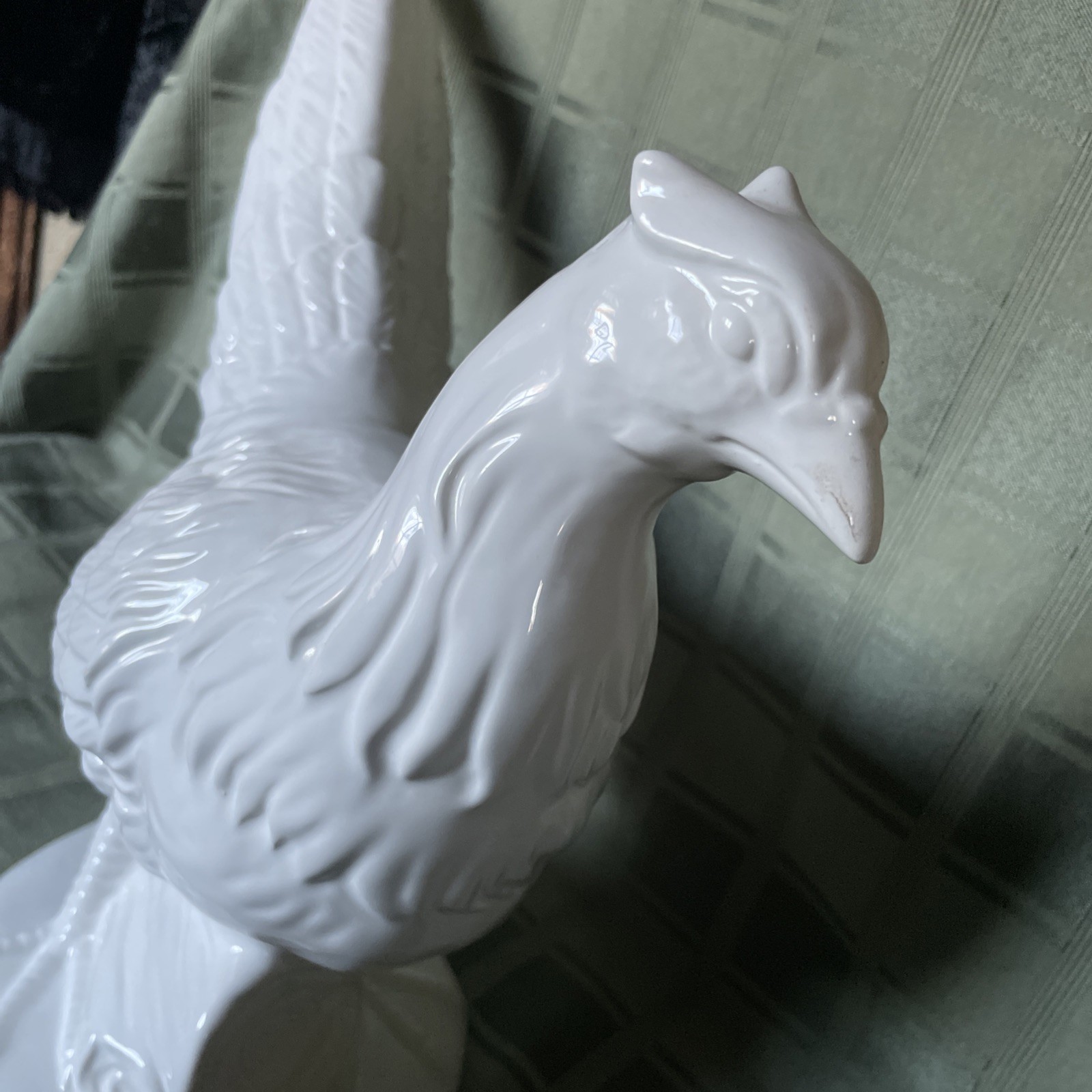 Williams-Sonoma White Pheasant Figurine Bird Decor w/ Log 🪵 Base