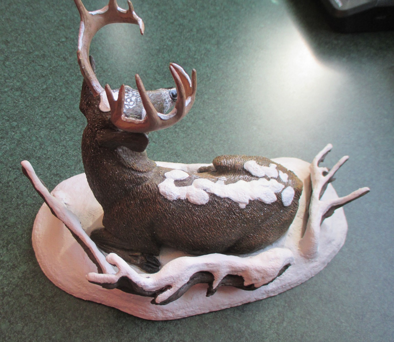 Danbury Mint White-Tailed Deer Sculpture Coll: Winter Stag Buck by Bob Travers