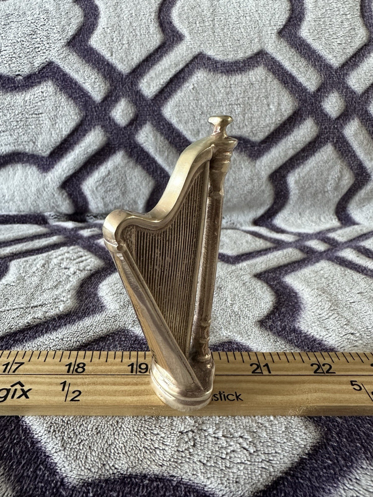 Vintage Rare Solid Brass Harp 4″ Figurine