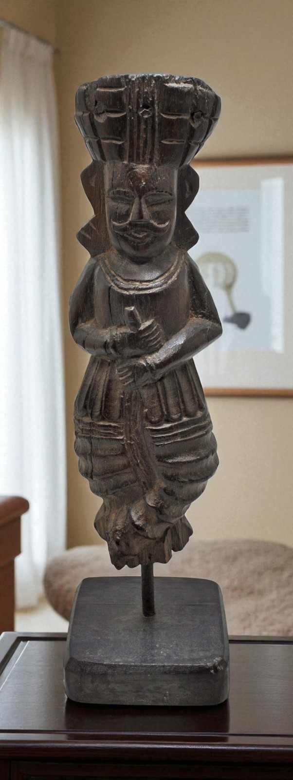 Vintage Wooden Watchman Statue Figurine Original Old Fine Hand Carved