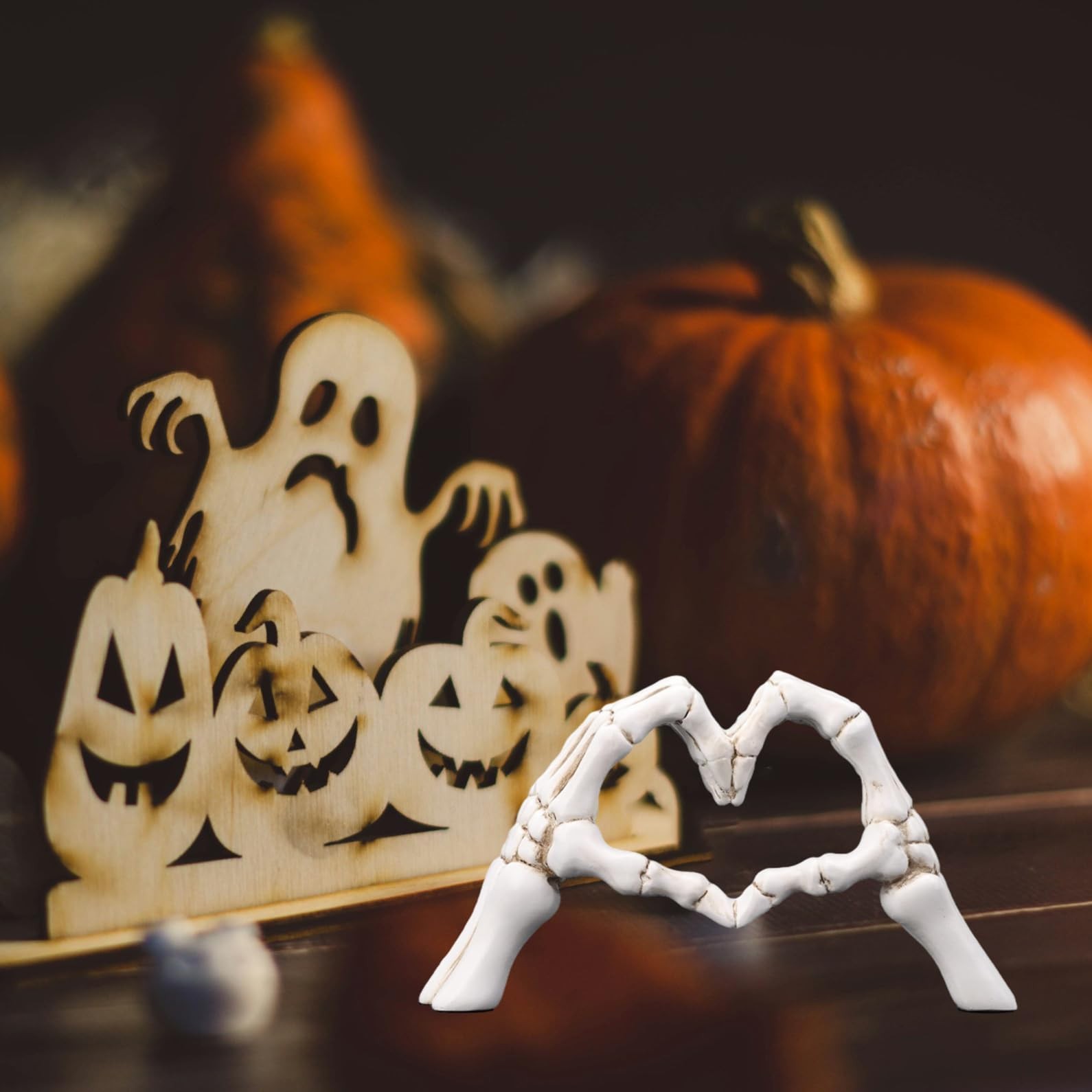 Gothic Skeleton Heart Hands Sculpture 6.3″- Unique Until Death Bone Heart Lov…