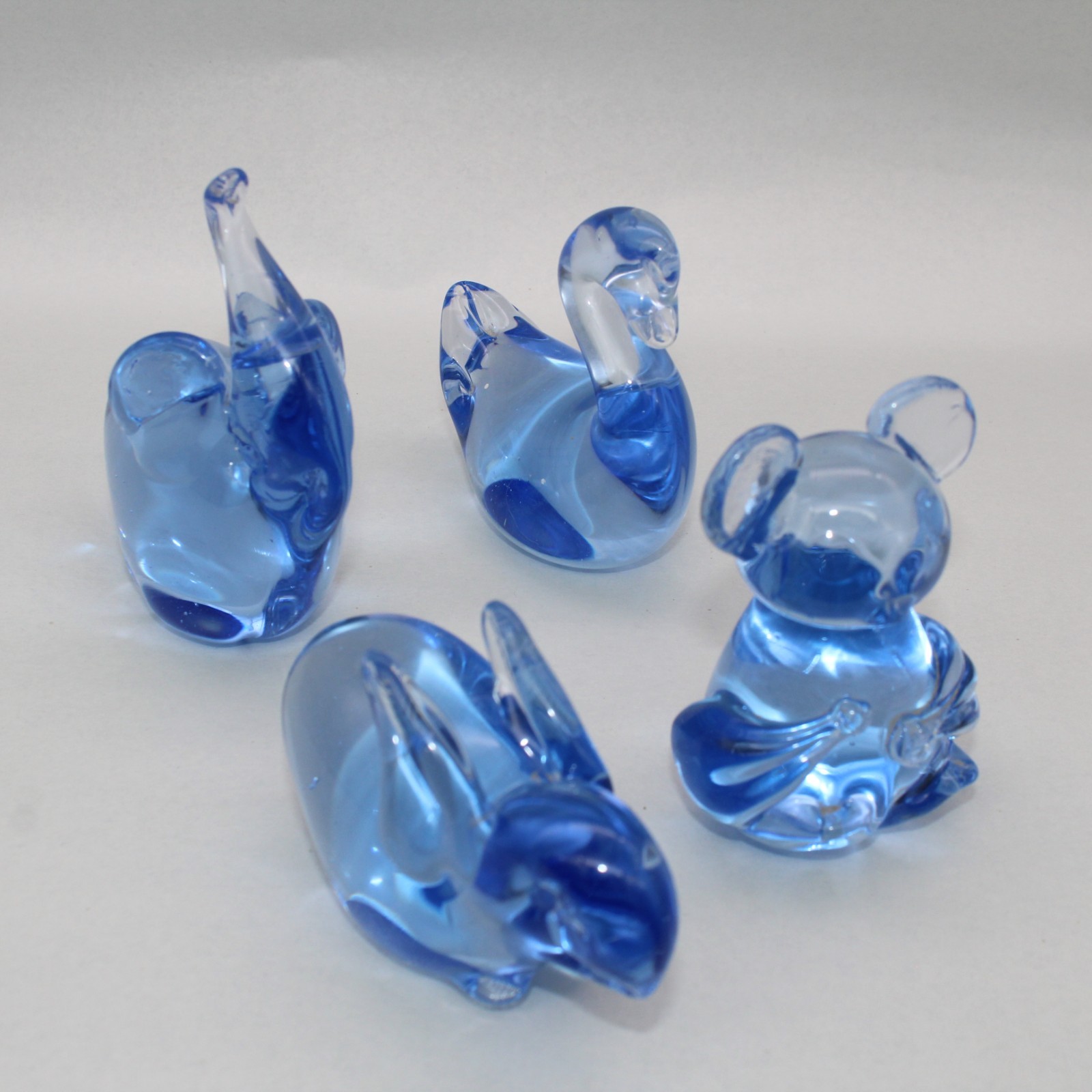Lot of 4 Blown Glass Figurines US Commemorative Fine Art Gallery Blue ~3″