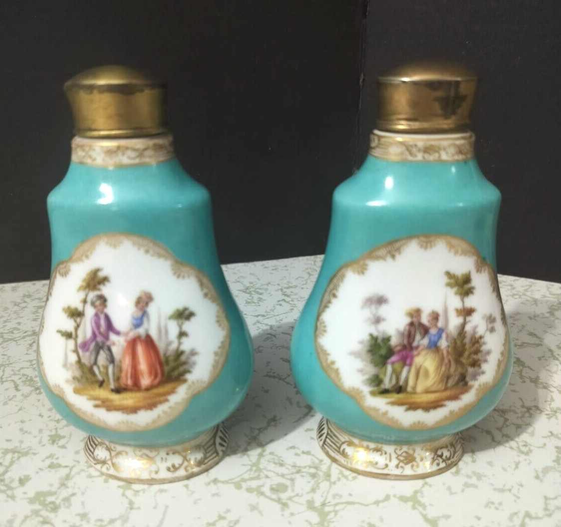 Antique Meissen Porcelain Perfumers Couple, 5″ x 3″.
