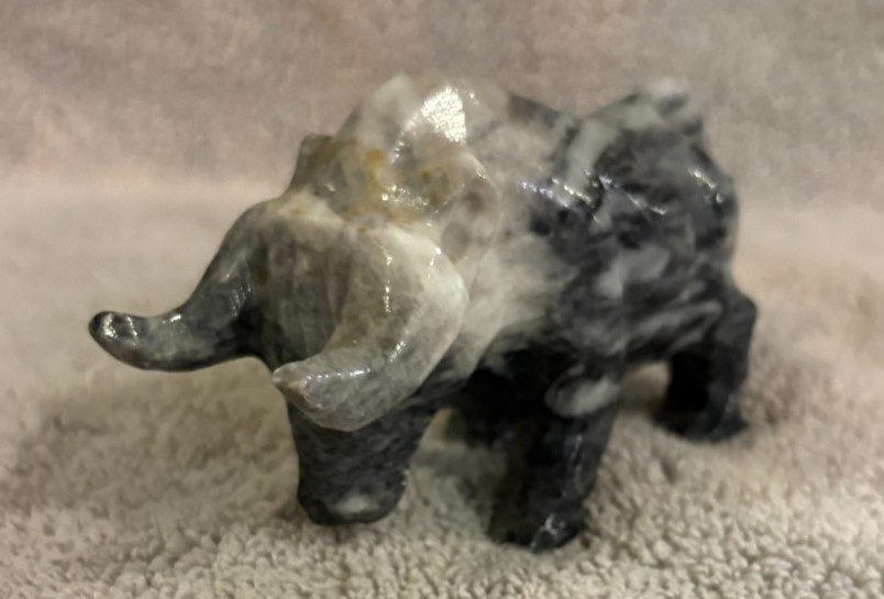 Vintage Gray Onyx Stone Bull – Charging gray bull
