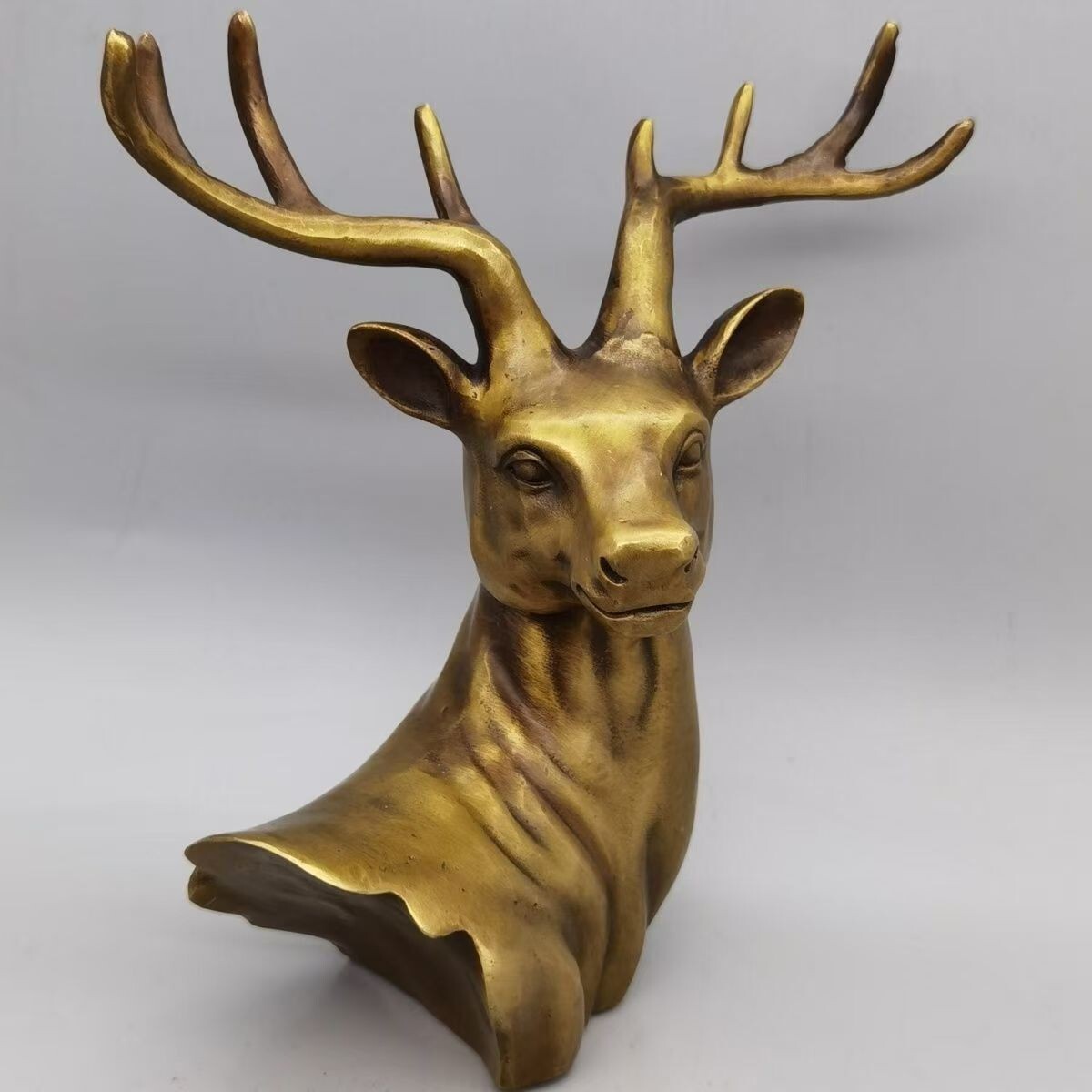 Vintage brass collectible deer head statue home decoration ornament
